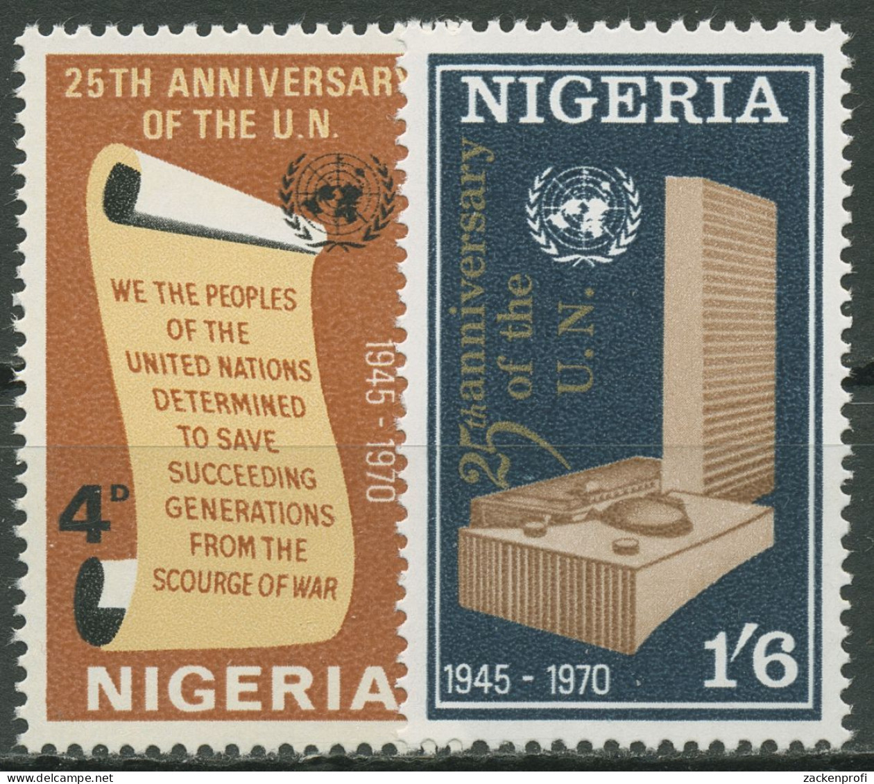 Nigeria 1970 25 Jahre Vereinte Nationen UNO 235/36 Postfrisch - Nigeria (1961-...)