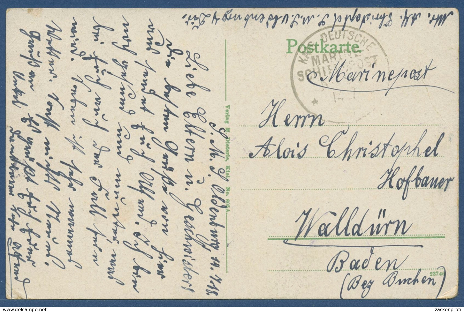 Kiel Vom Rathausturm Nach Osten, Gelaufen 1918 Marineschiffspost (AK3421) - Kiel