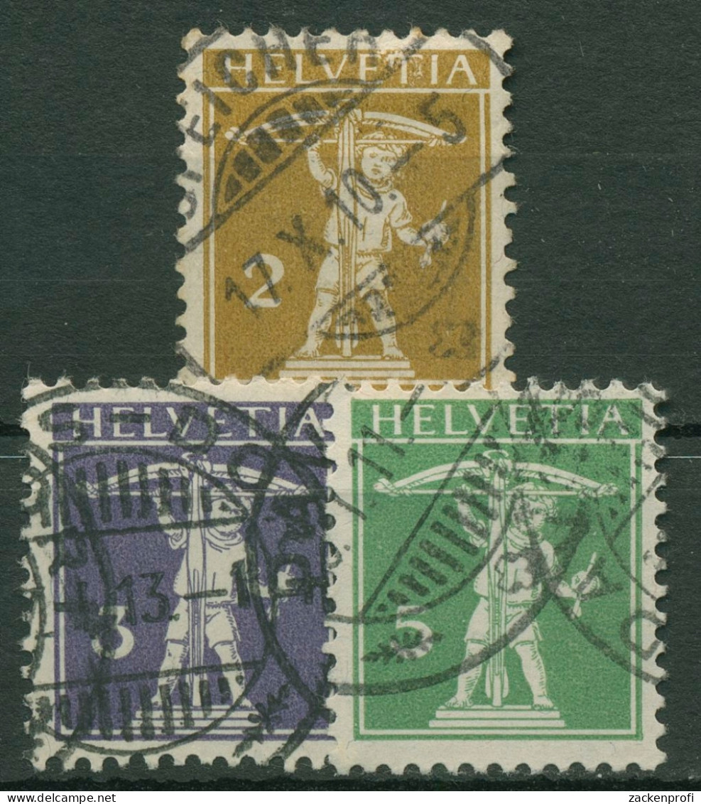 Schweiz 1909 Tellknabe Auf Glattem Grund Type II, 111/13 II Gestempelt - Used Stamps