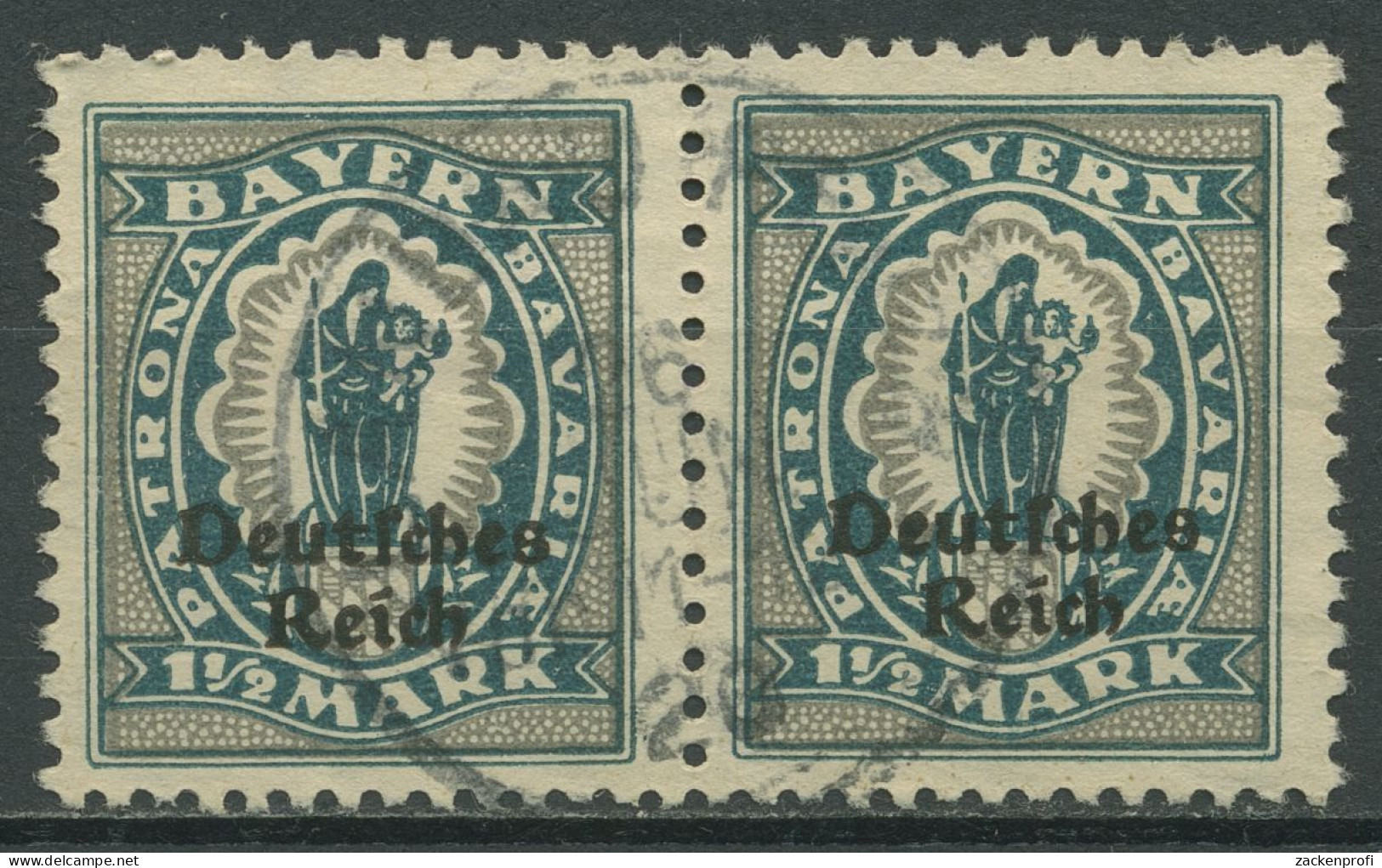 Dt. Reich 1920 Bayern-Abschied Mit Aufdruck 131 Waag. Paar Gestempelt Geprüft - Used Stamps