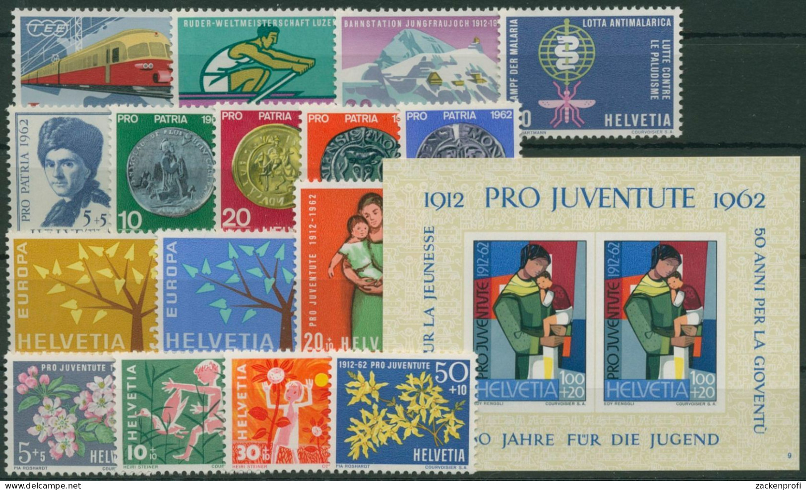 Schweiz Jahrgang 1962 Komplett (747/63, Block 18) Postfrisch (G60013) - Unused Stamps