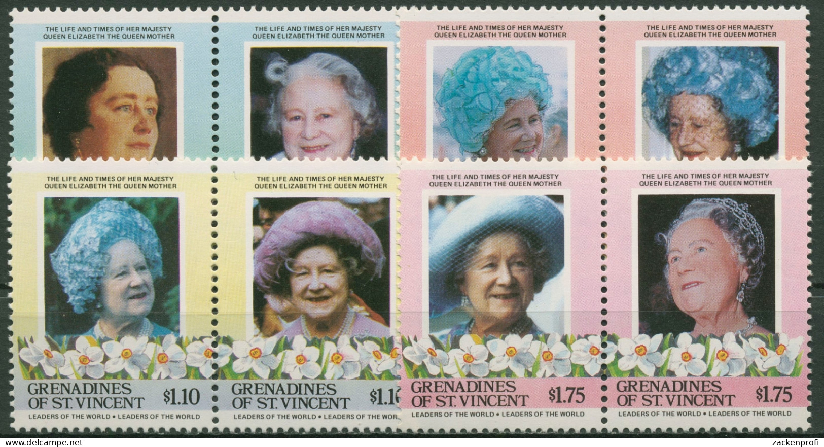 St. Vincent-Grenadinen 1985 Geb. Königinmutter Elisabeth 413/20 ZD Postfrisch - St.Vincent Und Die Grenadinen