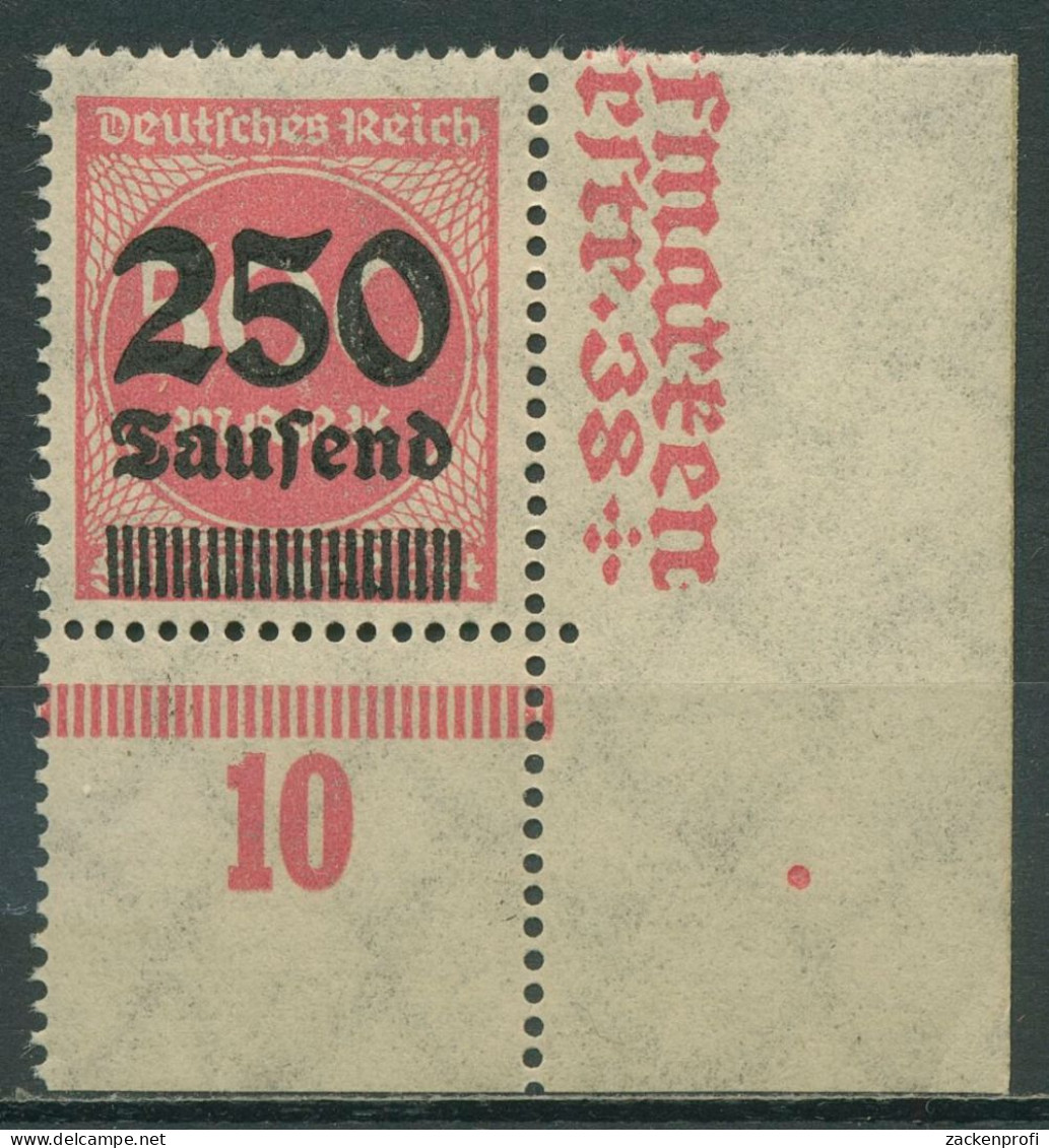 Deutsches Reich 1923 Mit Aufdruck Plattendruck 295 P UR Ecke 4 Postfrisch - Ongebruikt