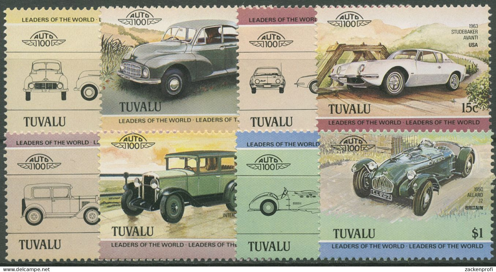 Tuvalu 1984 Autos Morris Studebaker Allard 268/75 Postfrisch - Tuvalu (fr. Elliceinseln)