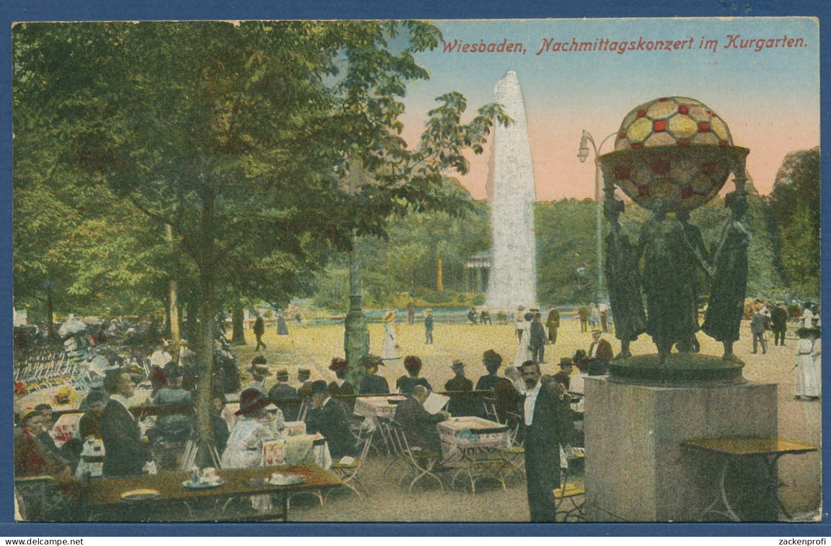 Wiesbaden Konzert Im Kurgarten, Gelaufen 1922 Nach D. Azoren (AK3414) - Wiesbaden