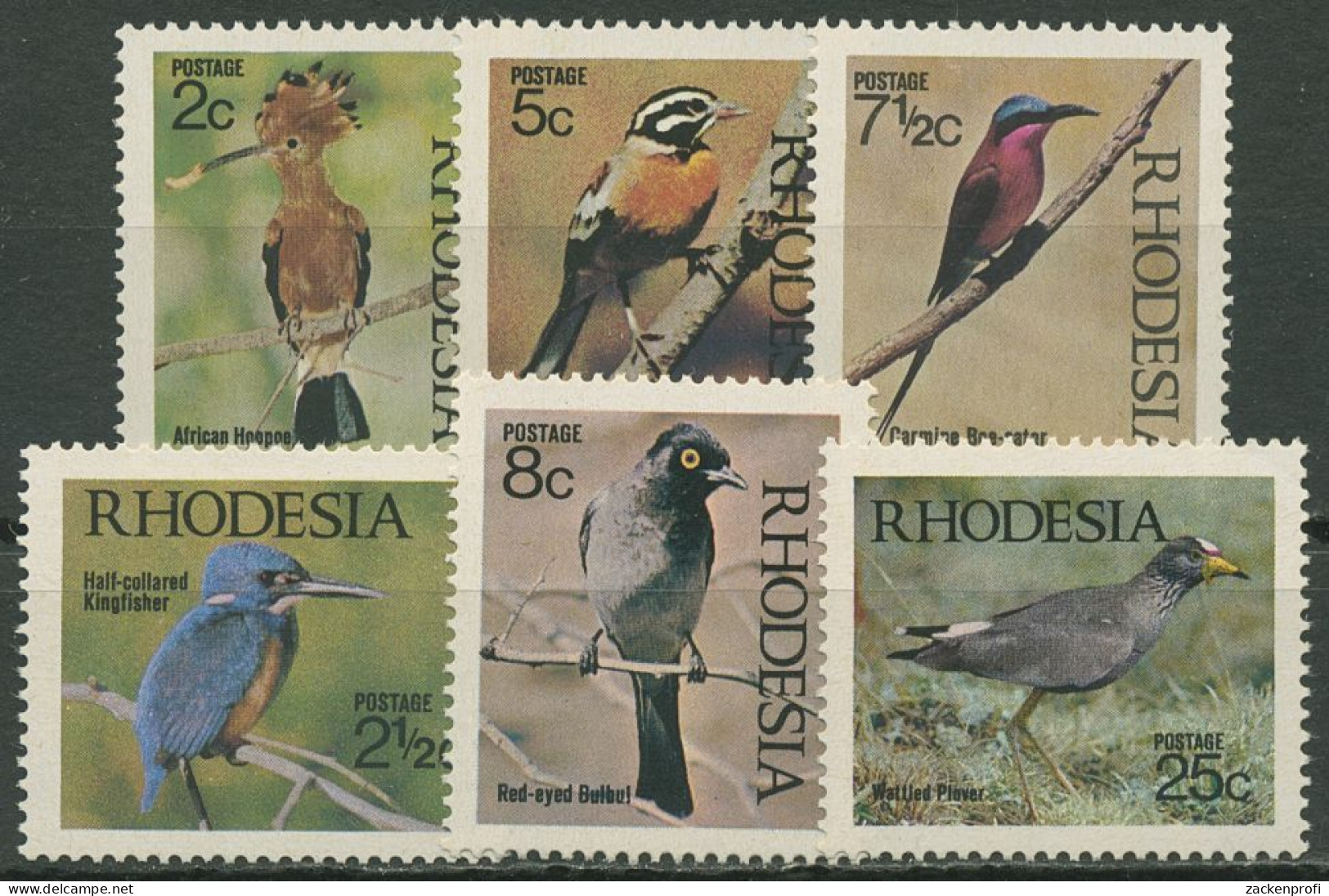 Rhodesien 1971 Vögel Wiedehopf Eisvogel Karminspint 108/13 Postfrisch - Rhodésie (1964-1980)