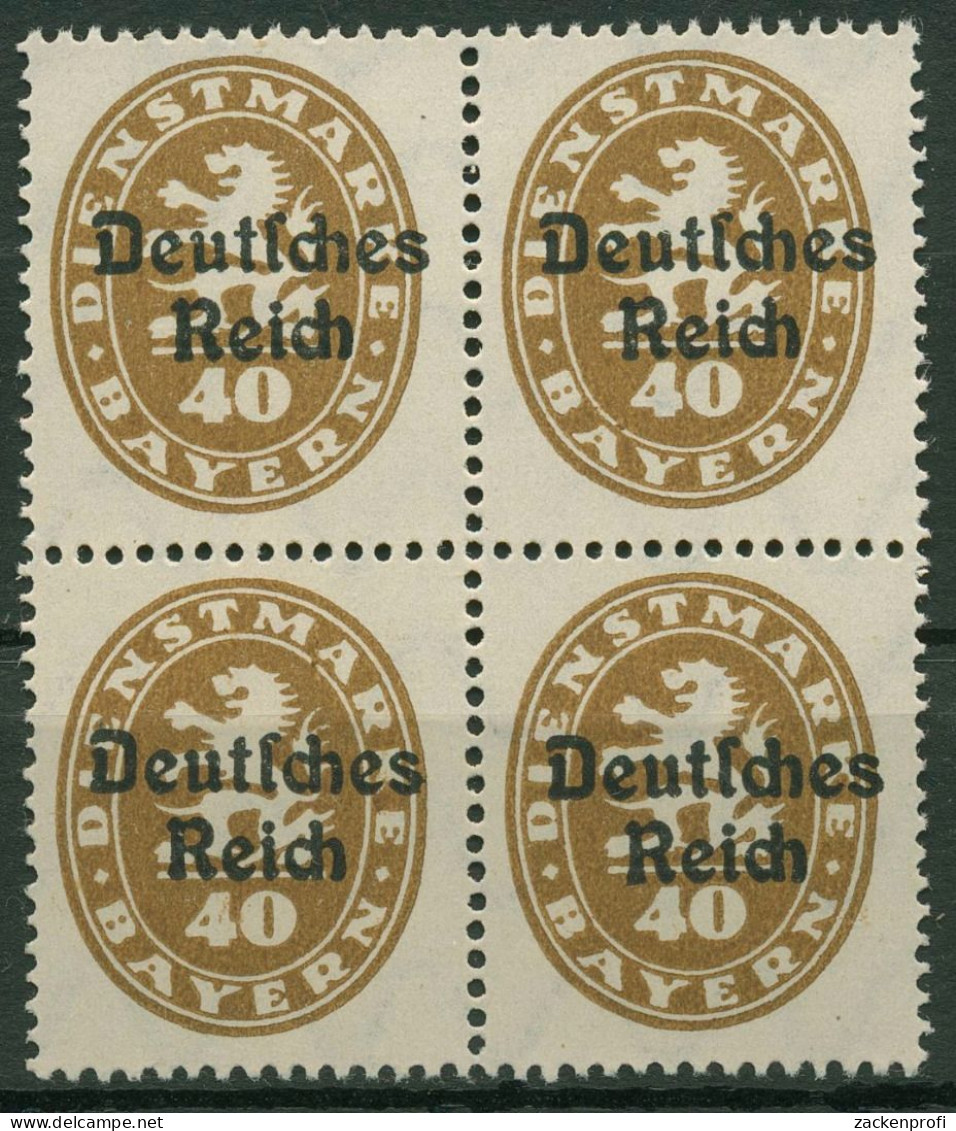 Deutsches Reich Dienstmarke Bayern Mit Aufdruck 1920 D 39 4er-Block Postfrisch - Oficial