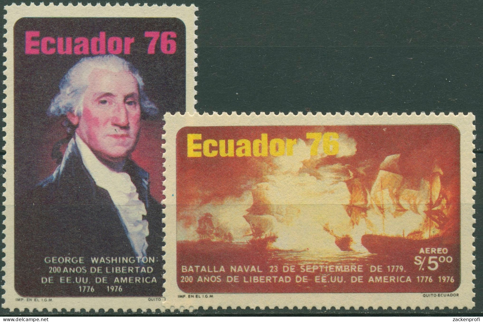 Ecuador 1976 G.Washington Unabhängigkeit Amerikas Seeschlacht 1734/35 Postfrisch - Ecuador