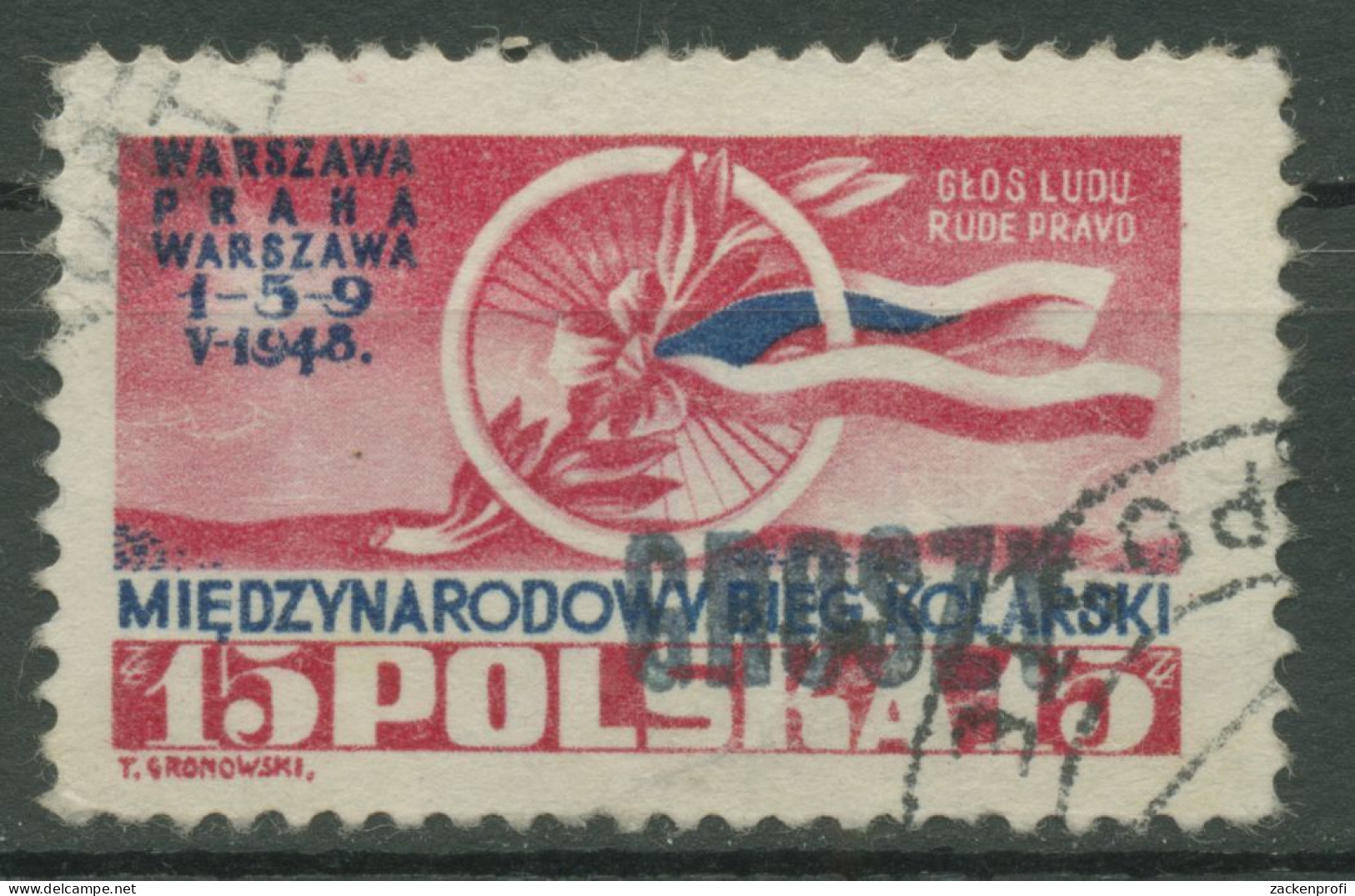 Polen 1950 Radrennen MiNr. 486 Mit Aufdruck 592 Gestempelt - Usados