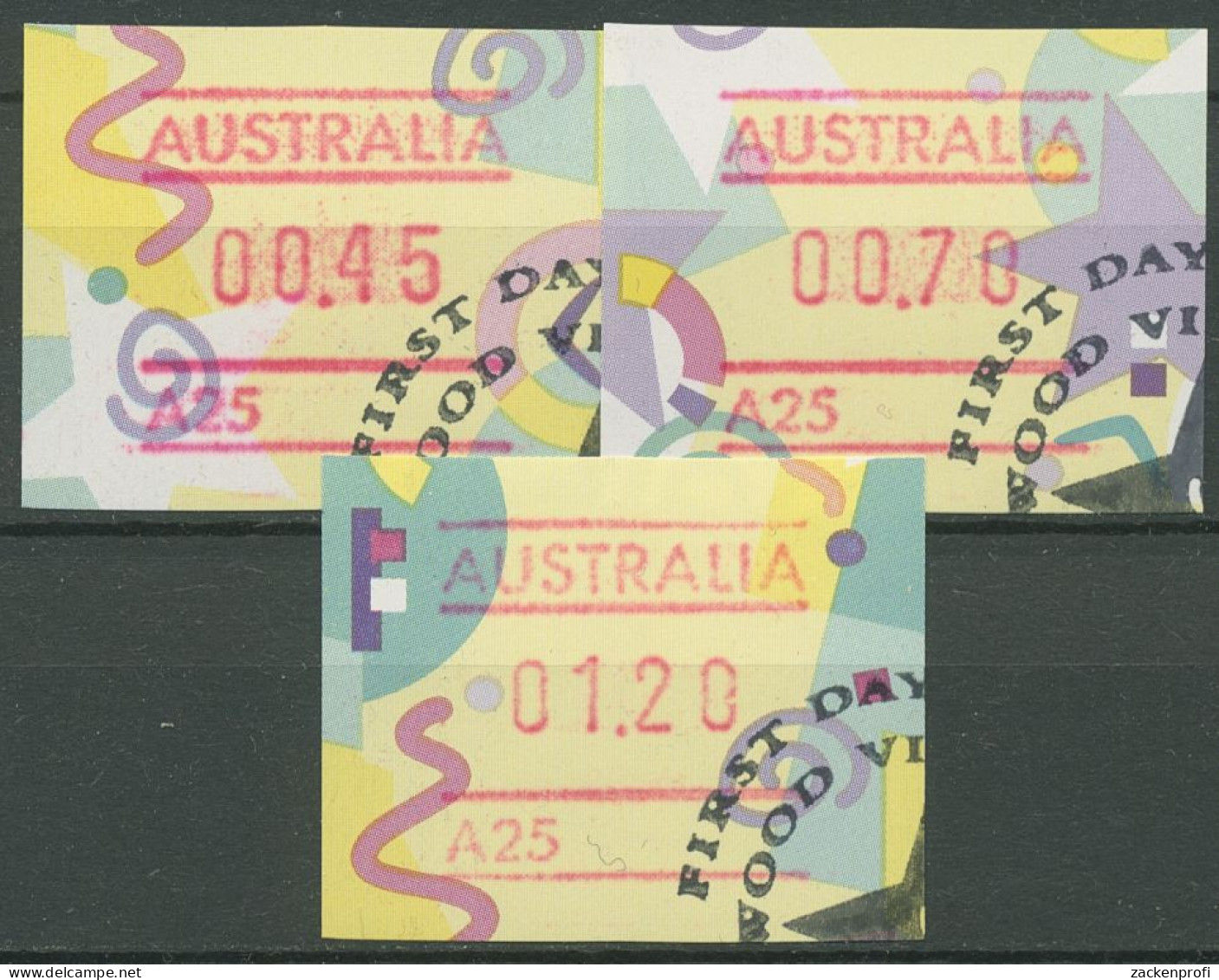Australien 1996 Figuren Tastensatz Automatenmarke 51 S1, A 25 Gestempelt - Automatenmarken [ATM]