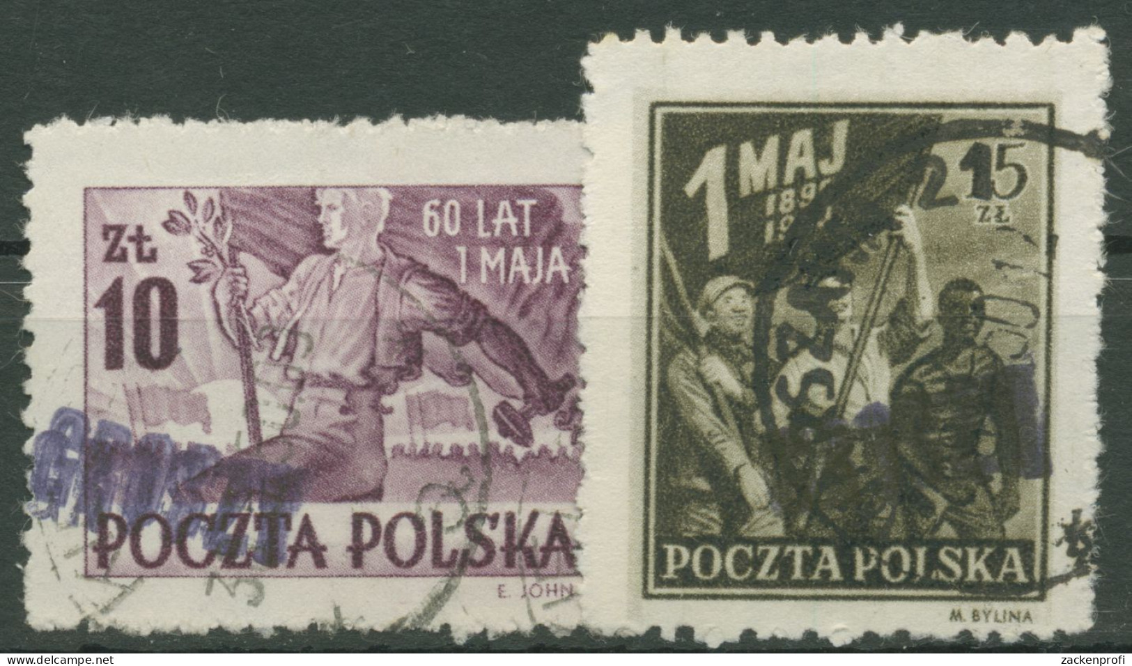 Polen 1950 1. Mai Arbeiter MiNr. 558/59 Mit Aufdruck 661/62 Gestempelt - Gebraucht