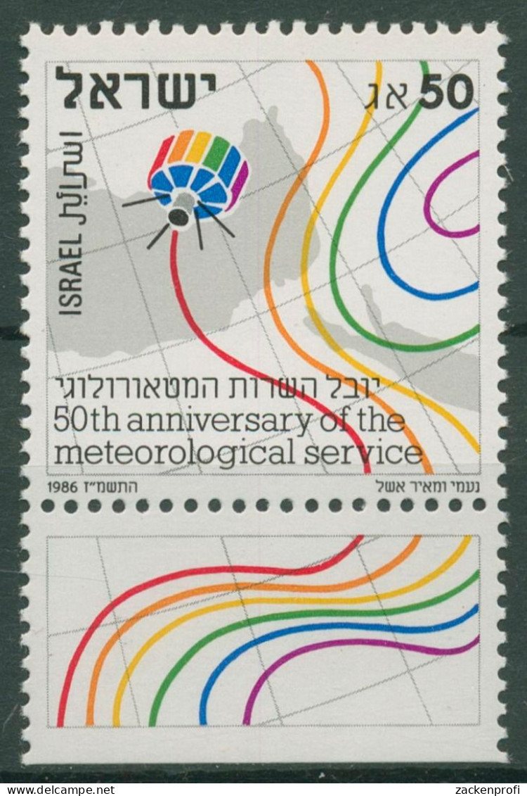 Israel 1986 Meteorologie Wetterdienst Wettersatellit 1050 Mit Tab Postfrisch - Unused Stamps (with Tabs)