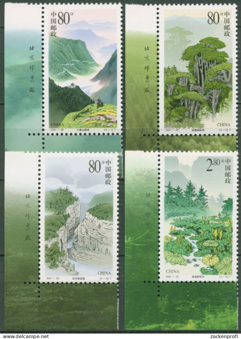 China 2001 Liupan-Gebirge Wald Fluss 3295/98 Ecken Postfrisch - Unused Stamps