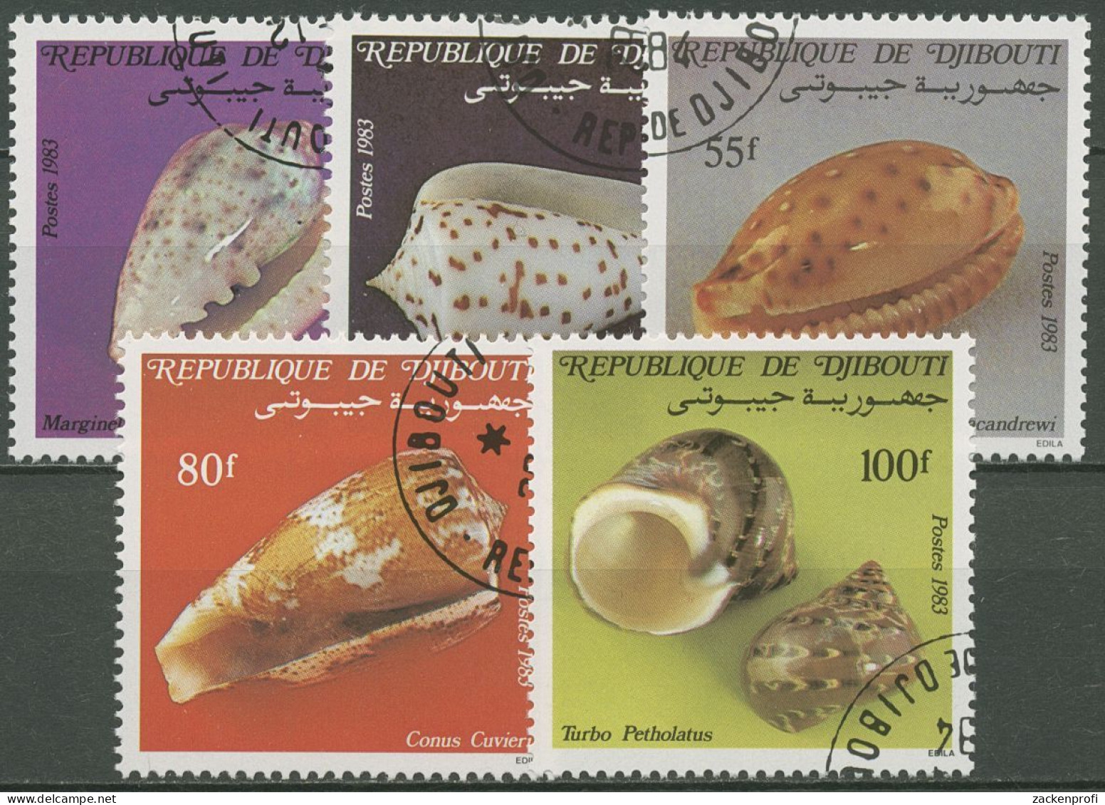 Dschibuti 1983 Meeresschnecken 381/85 Gestempelt - Djibouti (1977-...)