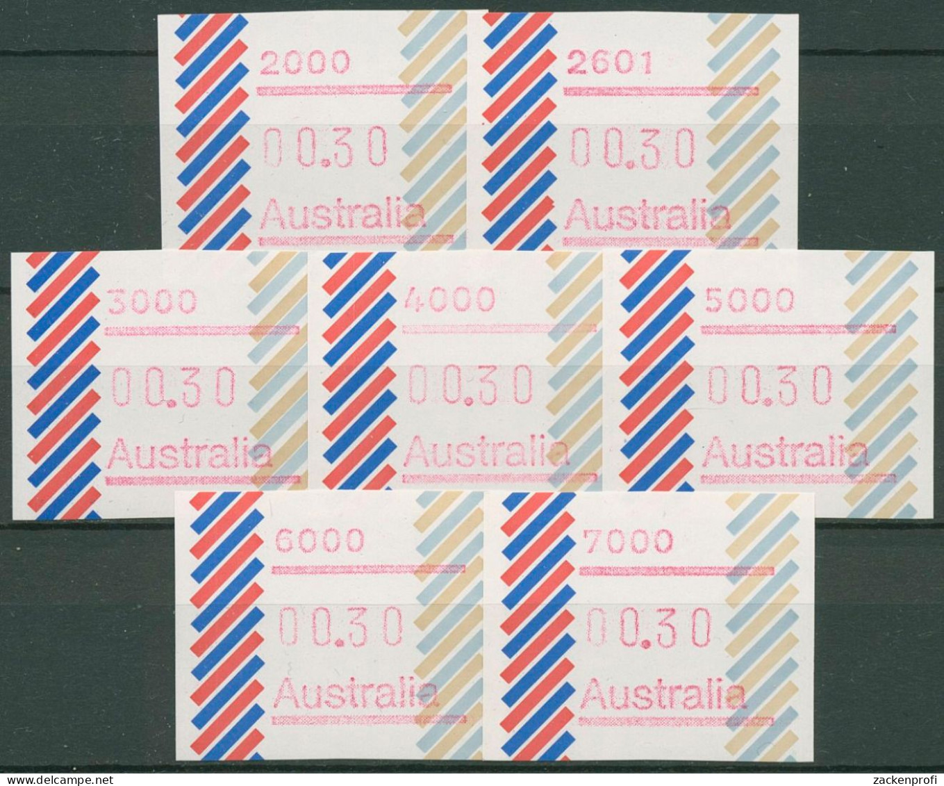 Australien 1984 Balken PO-Set (7) Automatenmarke 1 Postfrisch - Timbres De Distributeurs [ATM]
