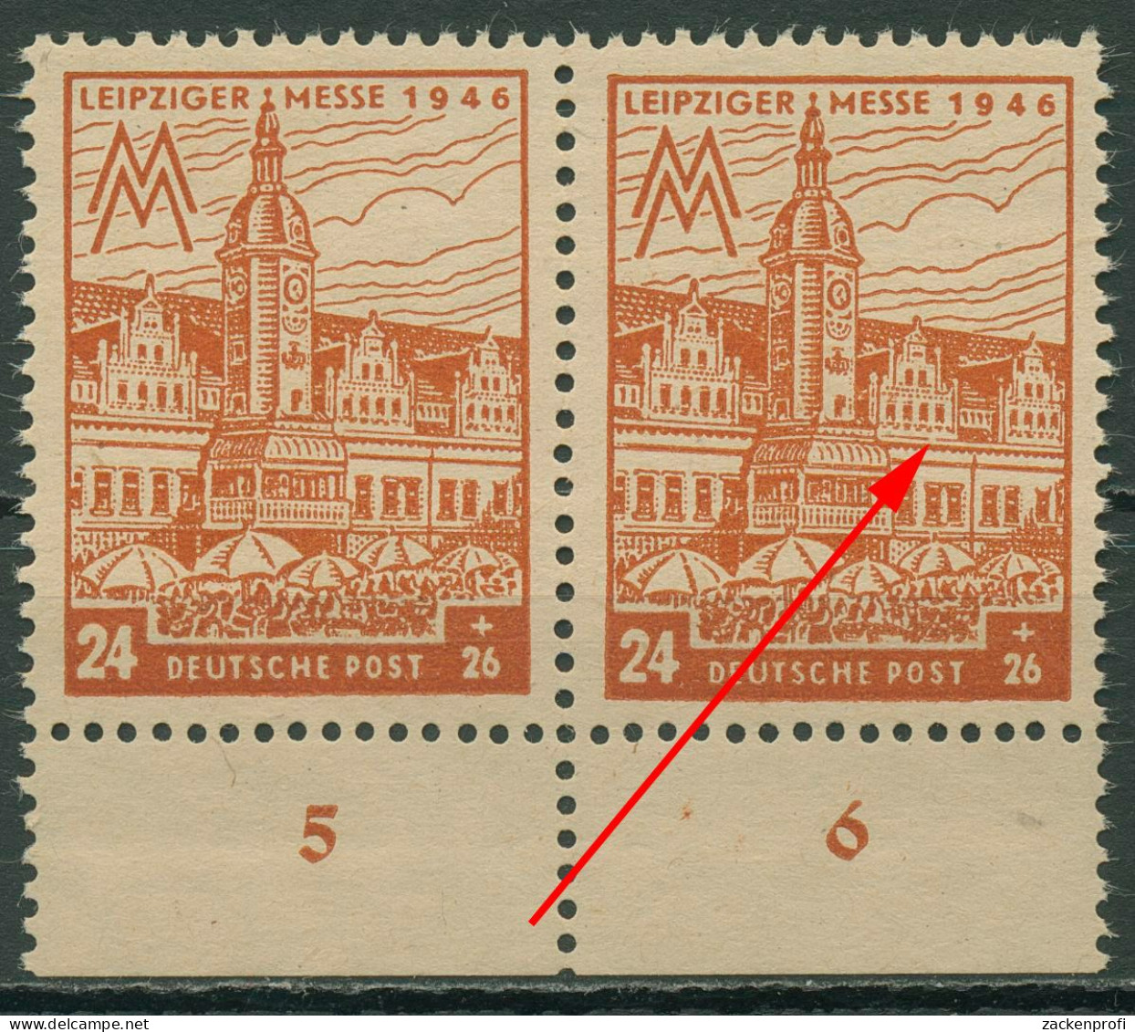 SBZ West-Sachsen 1946 Leipziger Messe Mit Plattenfehler 164 AZ II Postfrisch - Sonstige & Ohne Zuordnung