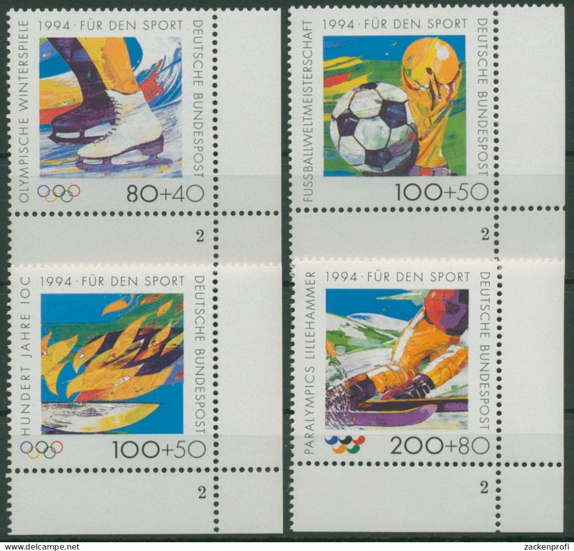 Bund 1994 Sporthilfe Olympia Formnummer 1717/20 Ecke 4 FN 2 Postfrisch (E2224) - Nuevos