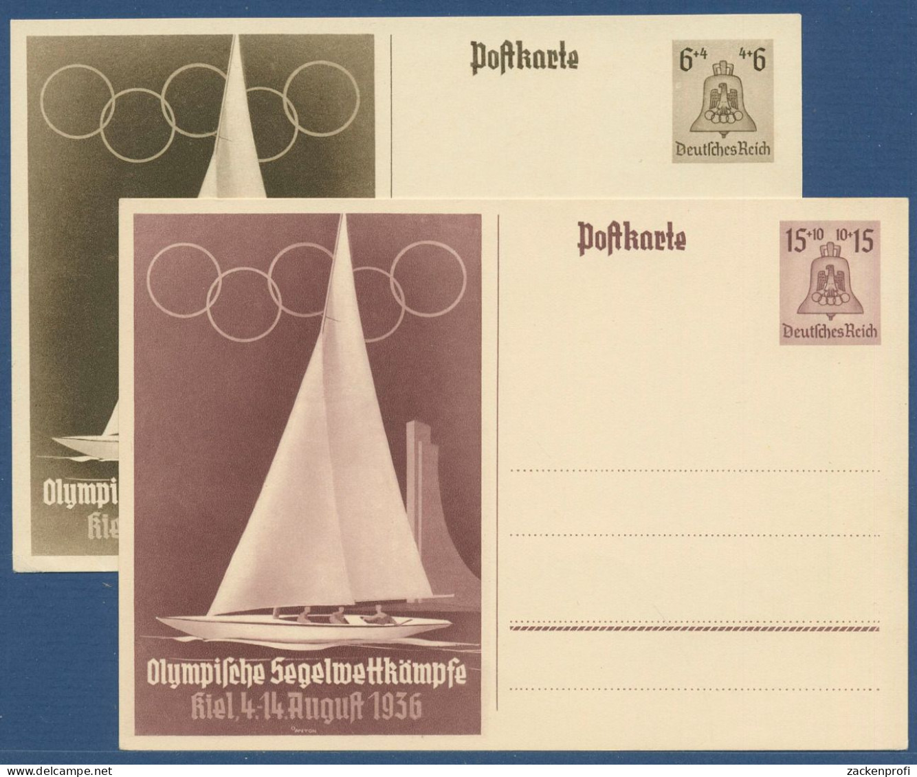 Dt. Reich 1936 Olympische Spiele Segeln Postkarte P 261/62 Ungebraucht (X40934) - Other & Unclassified