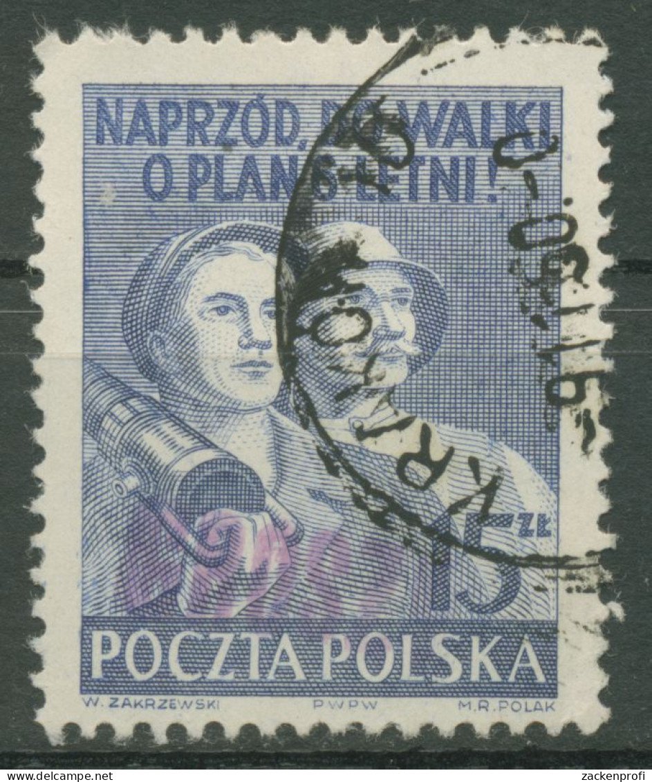 Polen 1950 Sechsjahresplan MiNr. 562 Mit Aufdruck 665 Gestempelt - Oblitérés