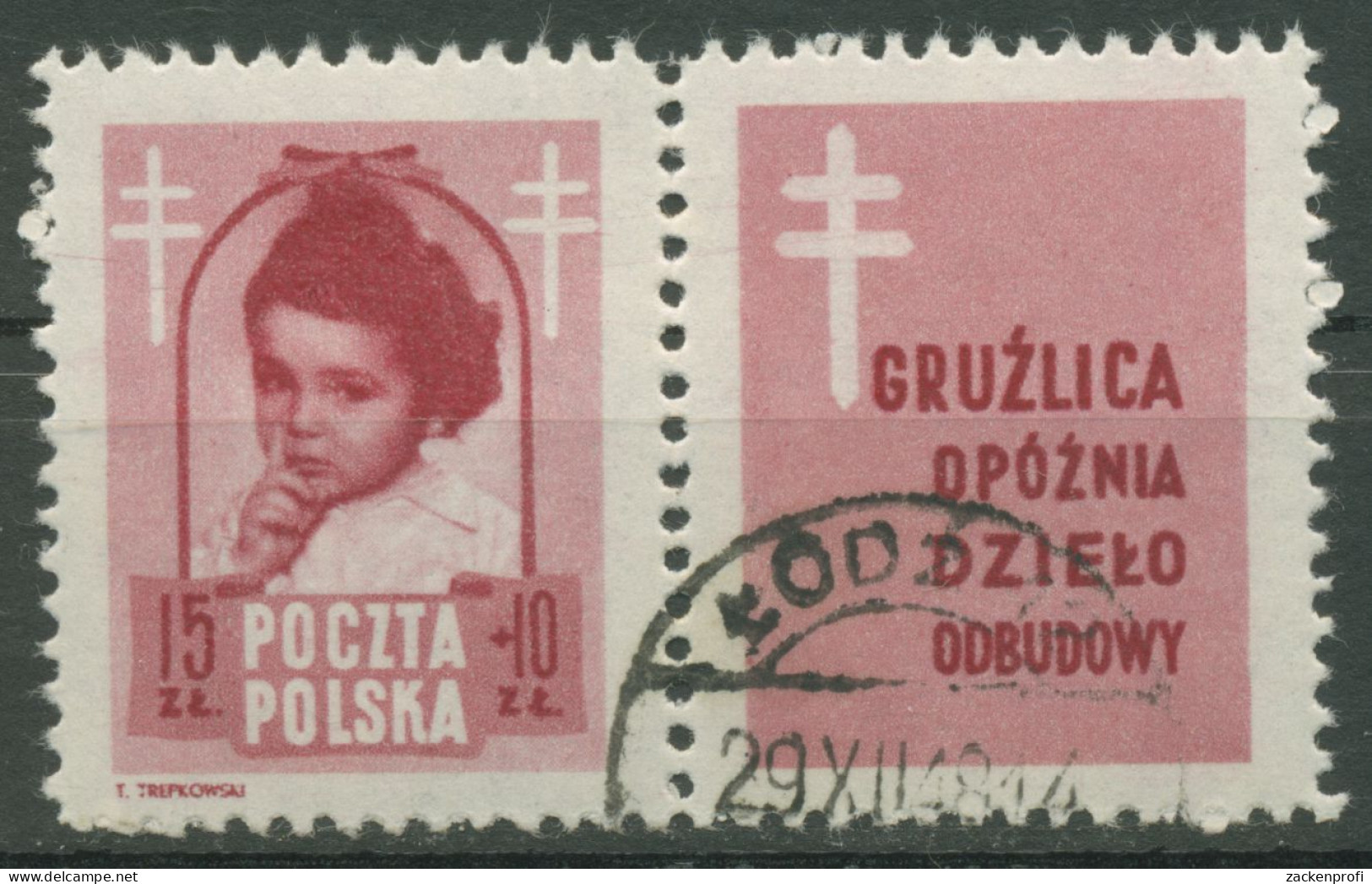 Polen 1948 Tuberkulosebekämpfung 514 Zf Gestempelt - Used Stamps