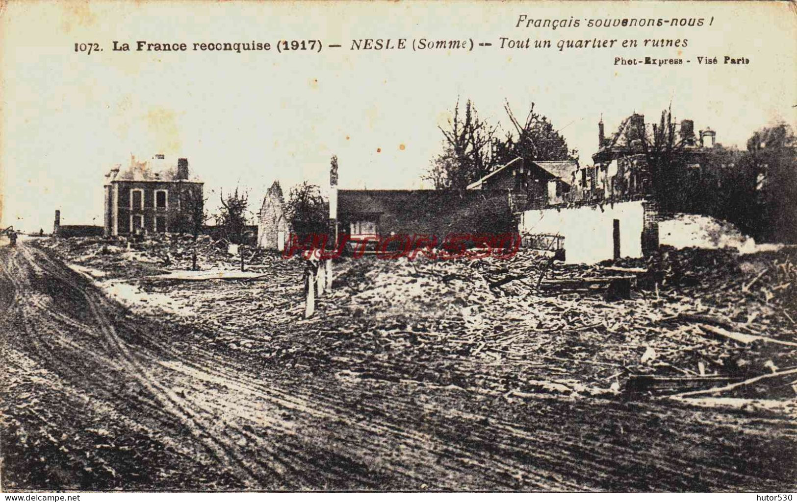 CPA NESLE - SOMME - GUERRE 1914 - 18 - UN QUARTIER EN RUINES - Nesle