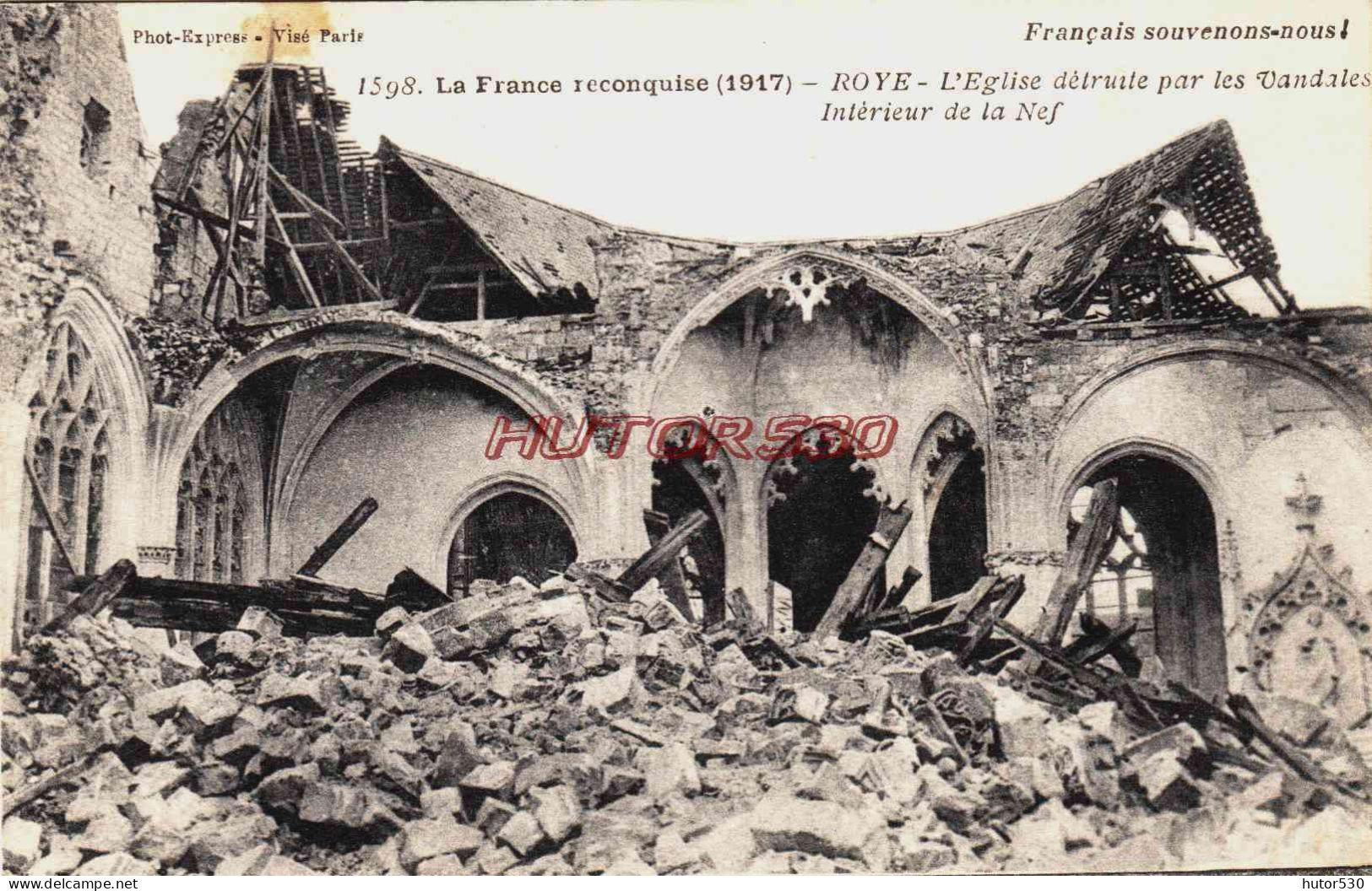CPA ROYE - SOMME - GUERRE 1914 - 18 - L'EGLISE DETRUITE - Roye
