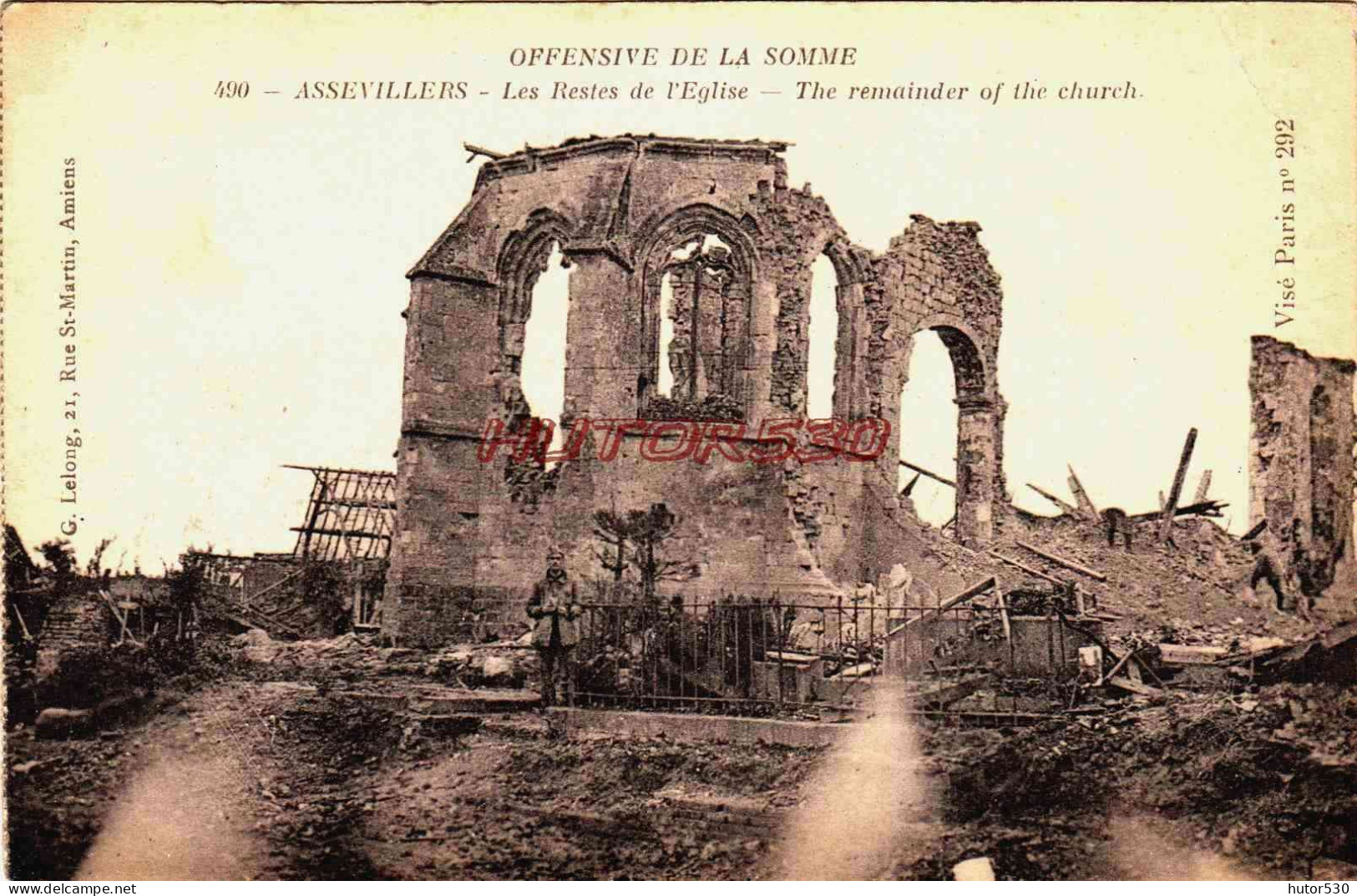 CPA ASSEVILLERS - SOMME - GUERRE 1914-18 - L'EGLISE - Otros & Sin Clasificación