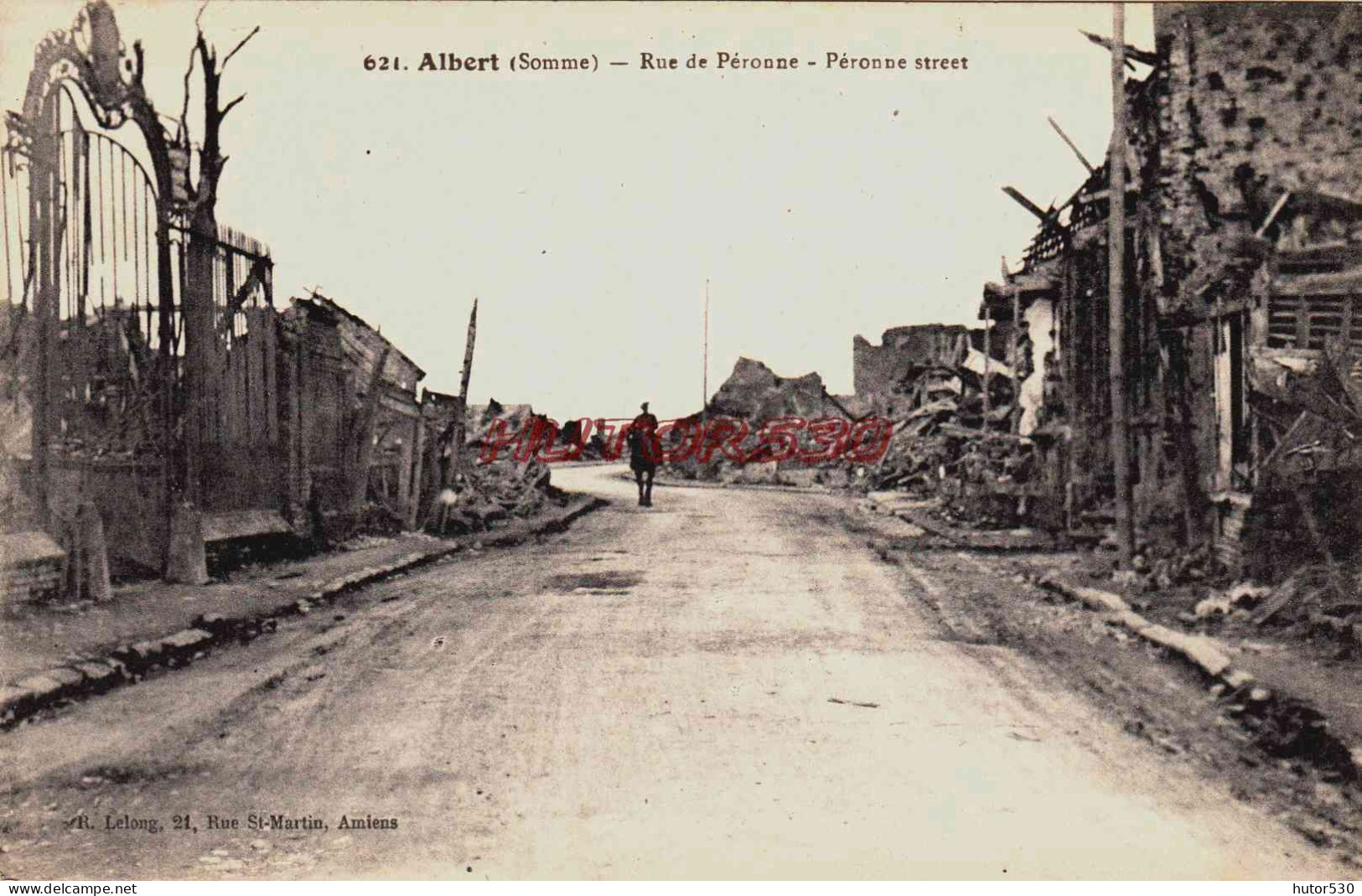 CPA ALBERT - SOMME - GUERRE 1914-18 - RUE DE PERONNE - Albert