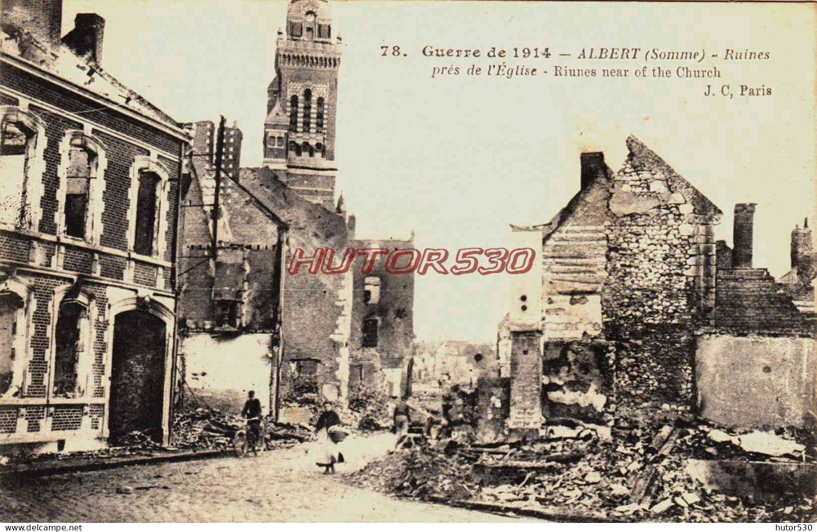 CPA ALBERT - SOMME - GUERRE 1914-18 - RUINES PRES DE L'EGLISE - Albert