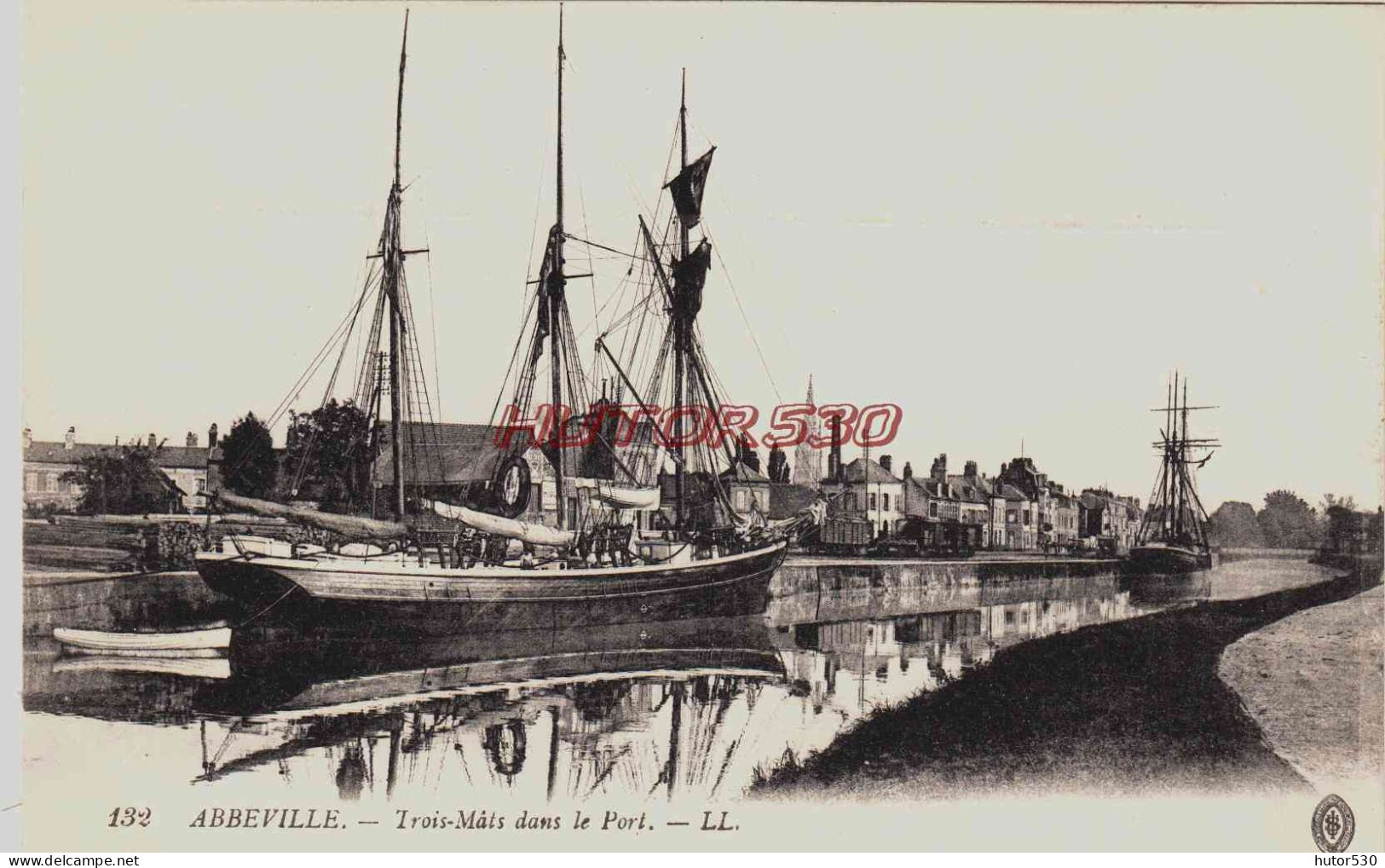 CPA ABBEVILLE - SOMME - TROIS MATS DANS LE PORT - Abbeville