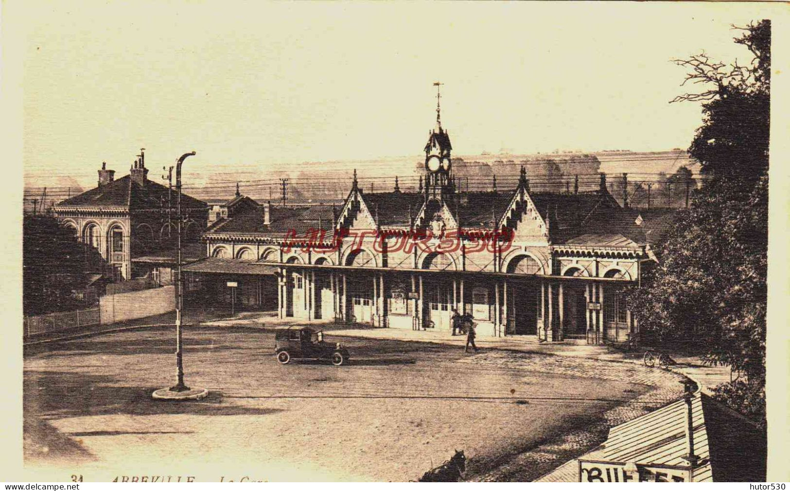 CPA ABBEVILLE - SOMME - LA GARE - AUTOMOBILE - Abbeville