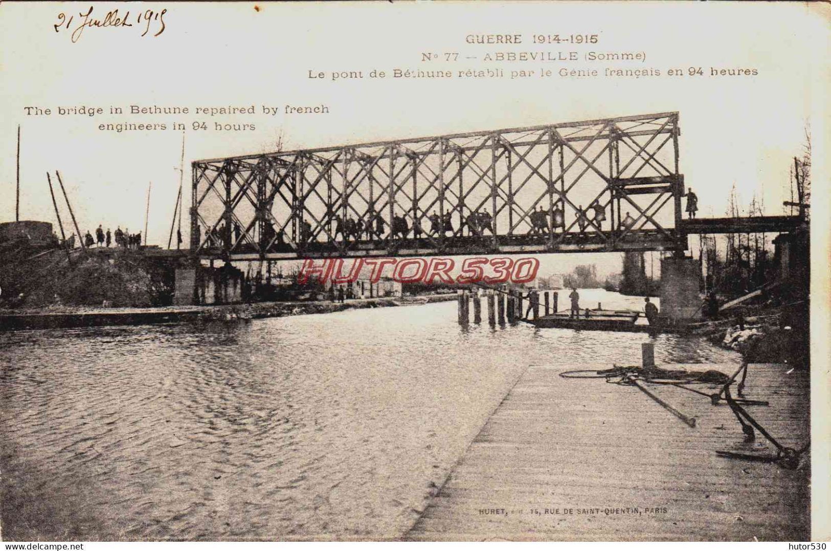 CPA ABBEVILLE - SOMME - GUERRE 1914-18 - LE PONT DE BETHUNE RETABLI - Abbeville