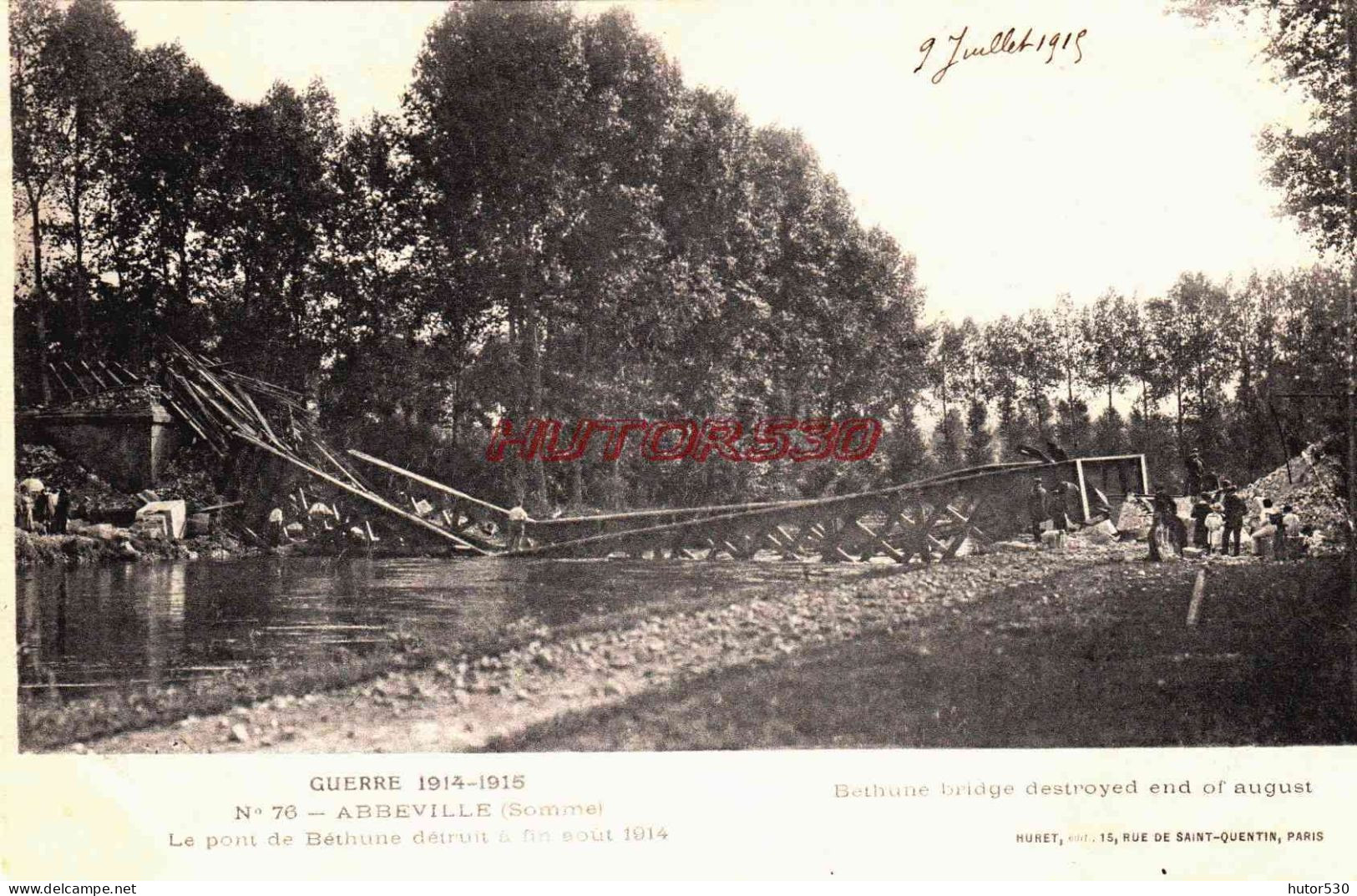 CPA ABBEVILLE - SOMME - GUERRE 1914-18 - LE PONT DE BETHUNE DETRUIT - Abbeville