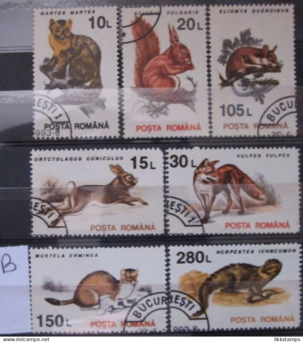 ROMANIA ~ 1993 ~ S.G. NUMBERS 5533 - 5535 + 5537 + 5540 - 5542. ~ 'LOT B' ~ MAMMALS ~ VFU #03570 - Used Stamps
