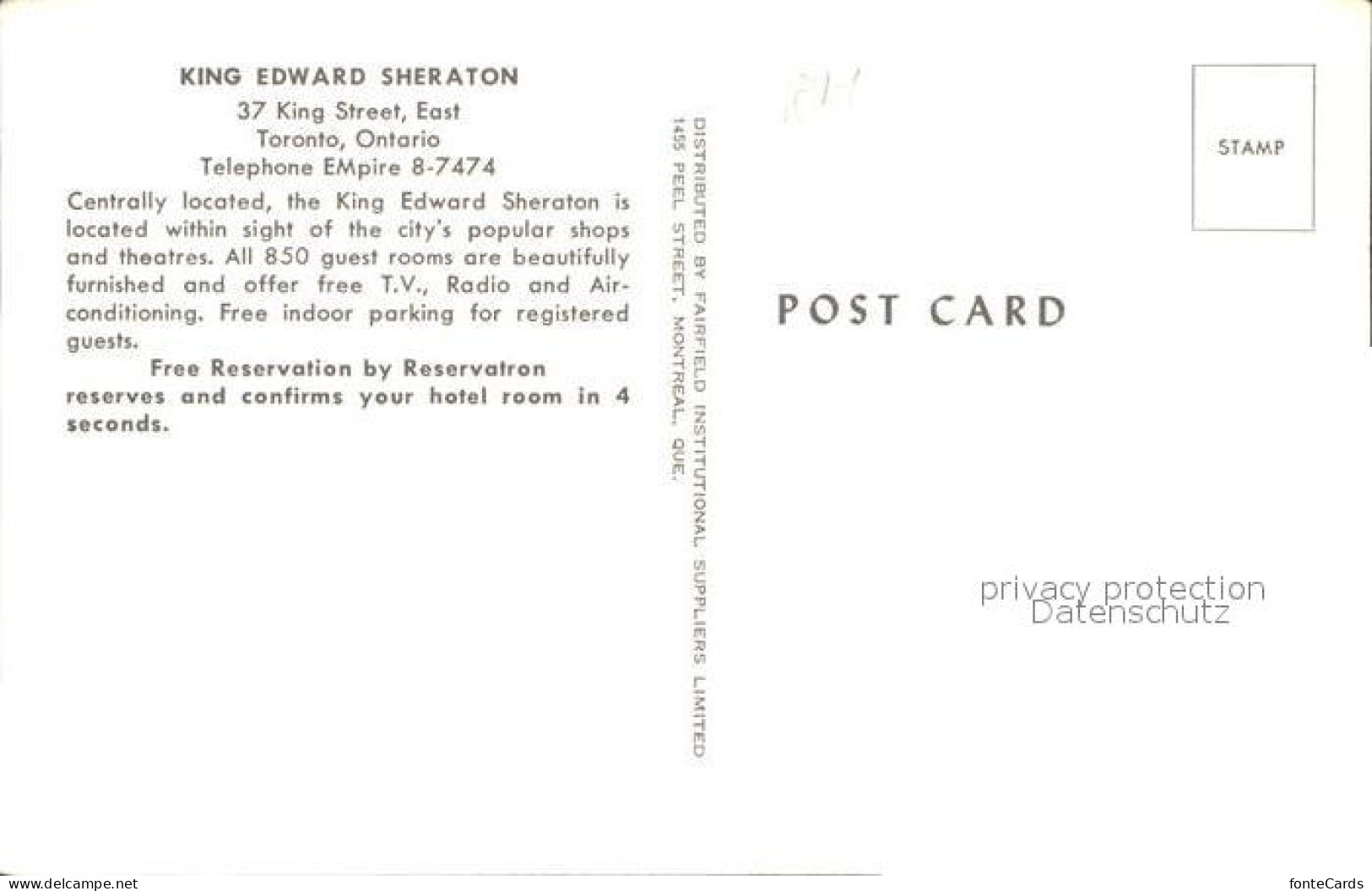 12297129 Toronto Canada King Edward Sheraton Illustration Ontario - Non Classés