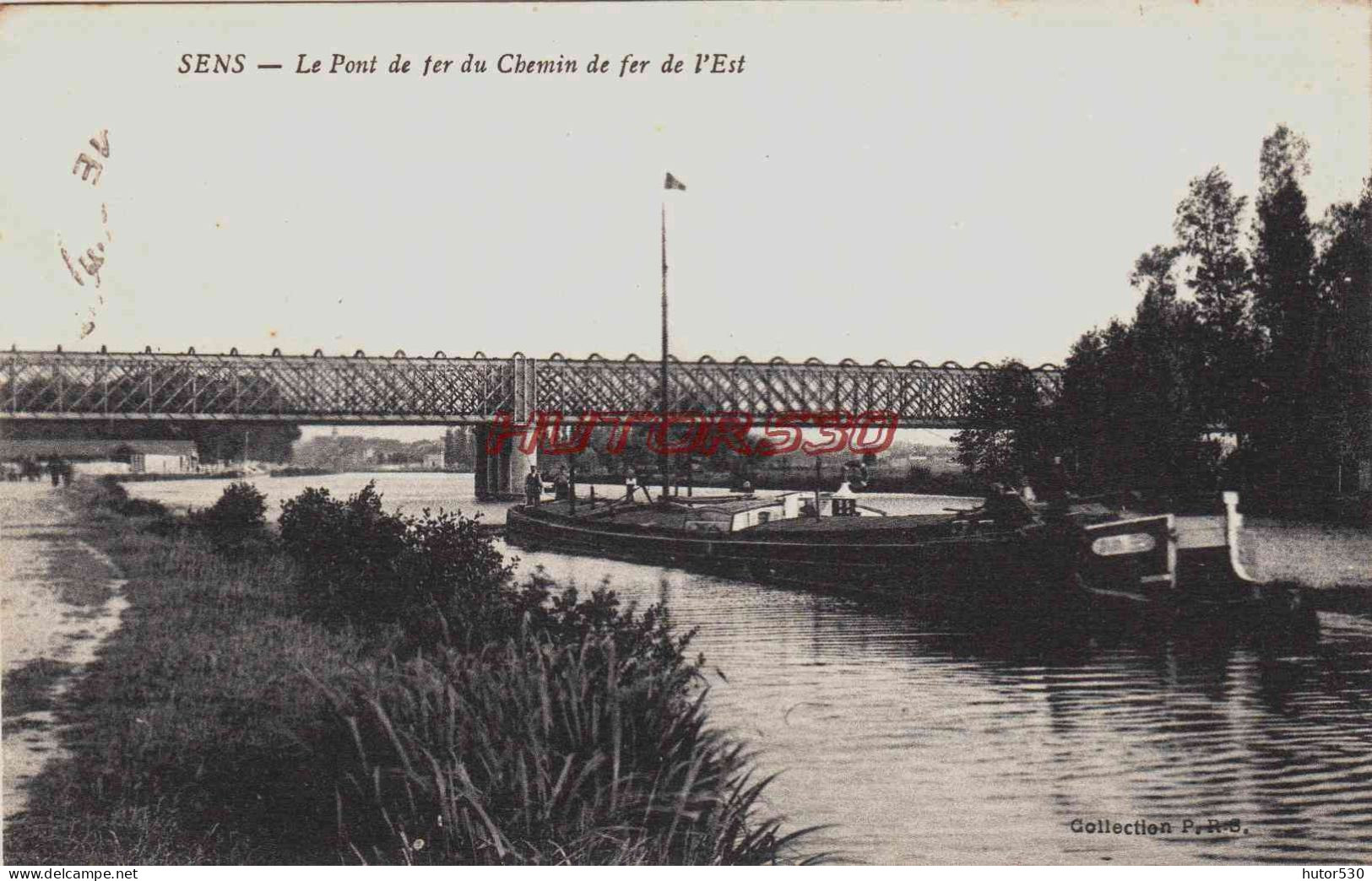 CPA SENS - YONNE - PONT DU CHEMIN DE FER ET PENICHE - Sens