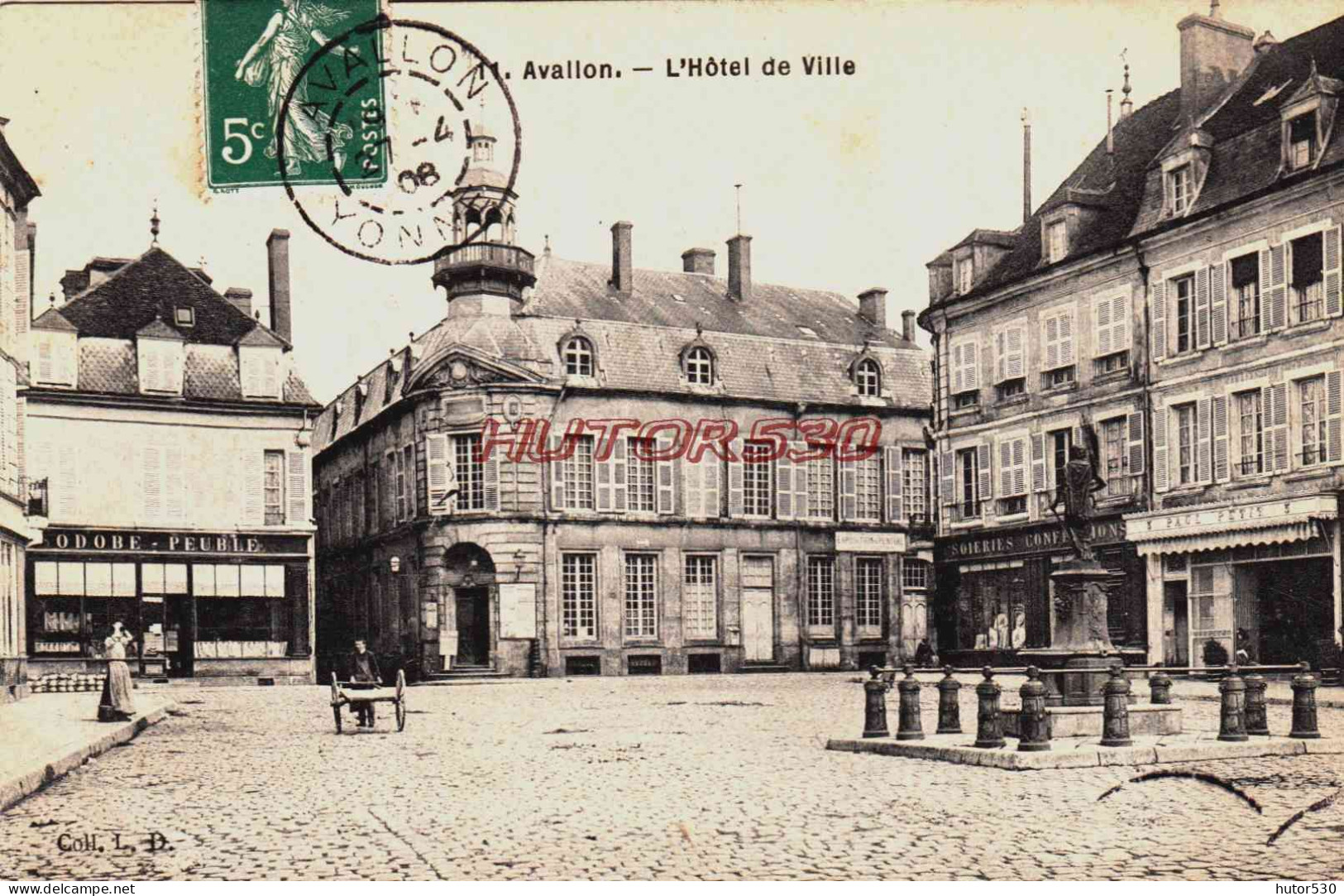 CPA AVALLON - YONNE - L'HOTEL DE VILLE - COMMERCES - Avallon