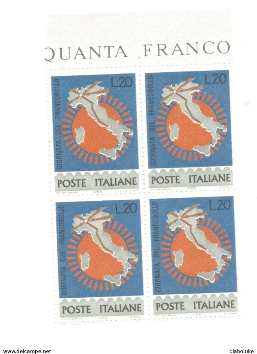 (REPUBBLICA ITALIANA) 1965, GIORNATA DEL FRANCOBOLLO - Quartina Nuova MNH** - 1961-70: Nieuw/plakker