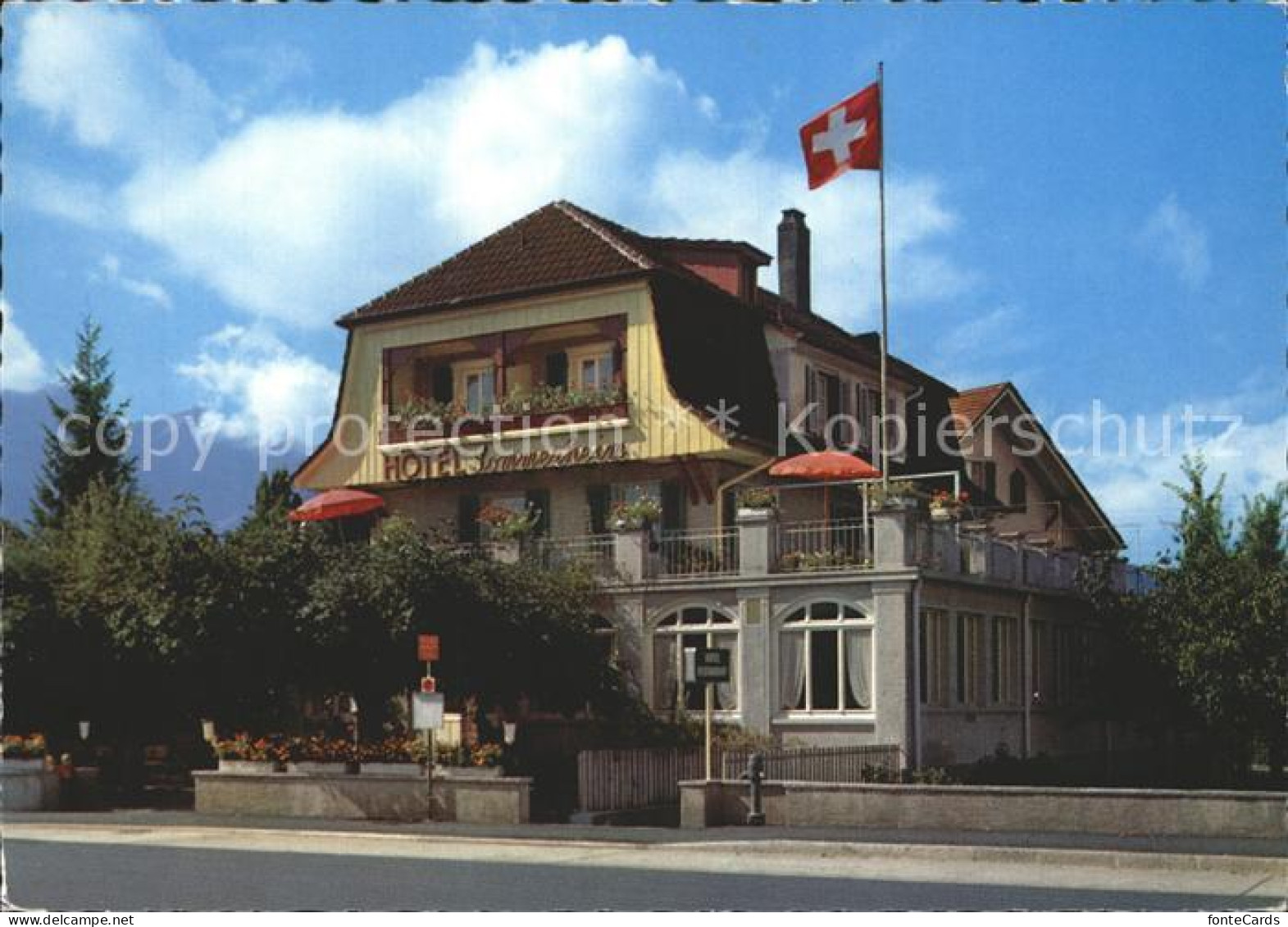 12278862 Duerrenast Hotel Restaurant Sommerheim Schweizer Flagge Thun - Other & Unclassified