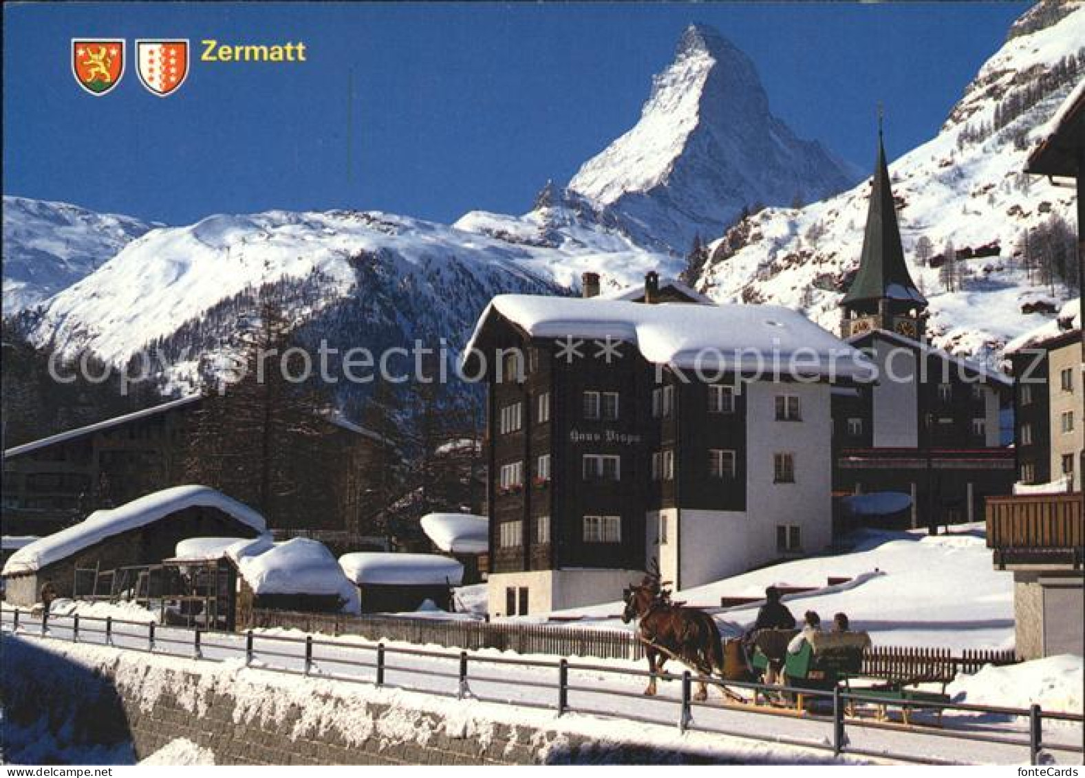 12276908 Zermatt VS Pferdeschlitten Matterhorn  - Other & Unclassified