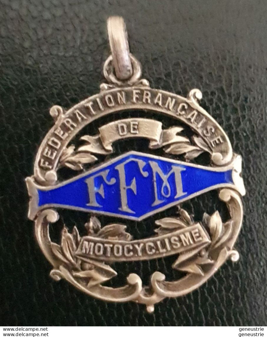 Magnifique Médaille Pendentif De Motard Argent Poinçonné "Fédération Française De Motocyclisme / FFM" Moto - Motos