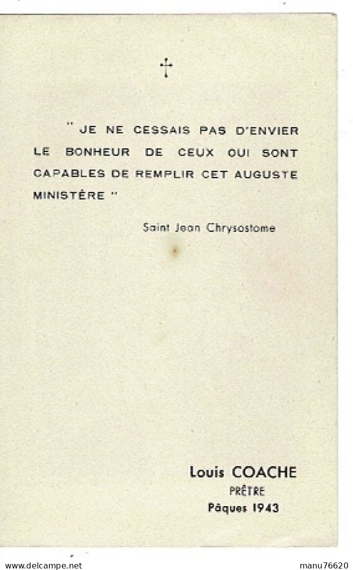 IMAGE RELIGIEUSE - CANIVET : Louis Coache  Prêtre , Pâques 1943 , Lieu ? - France . - Religion & Esotérisme
