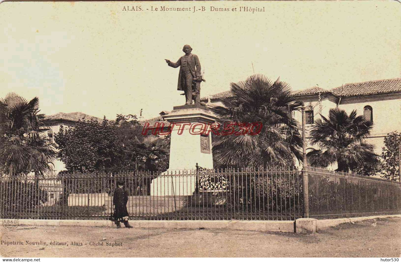 CPA ALAIS - GARD - LE MONUMENT J.B. DUMAS ET L'HOPITAL - Alès