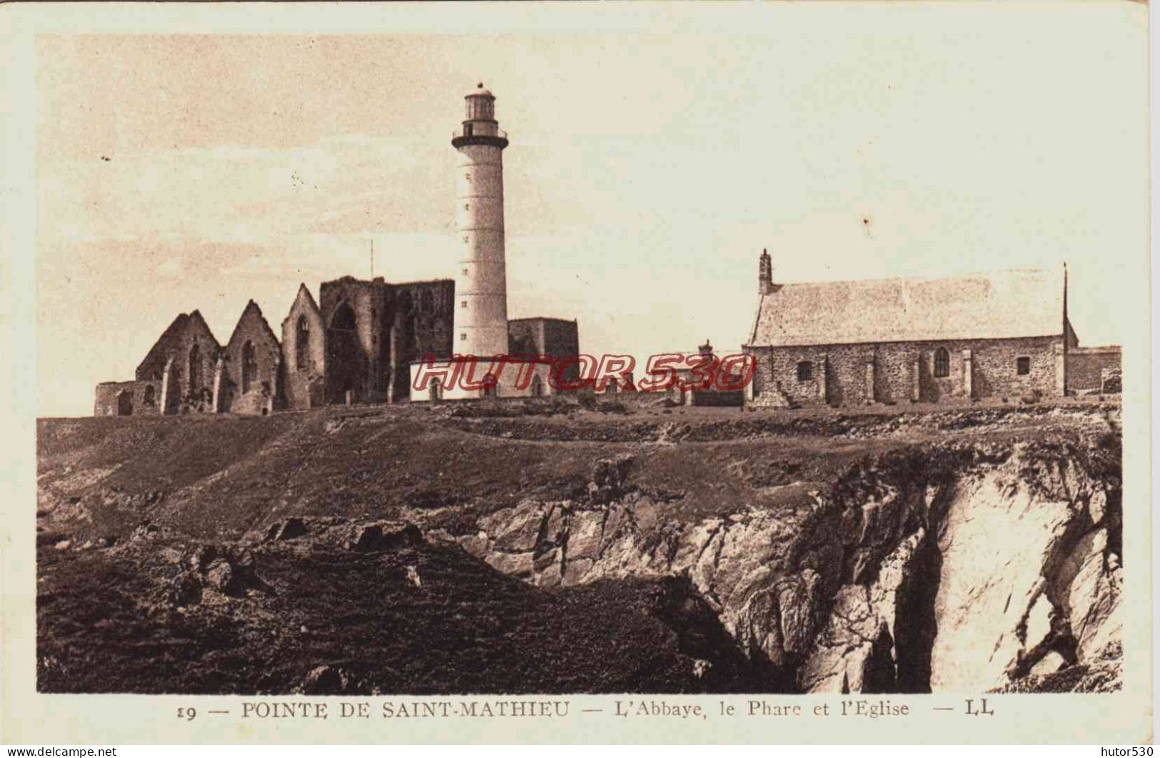 CPA POINTE DE SAINT MATHIEU - FINISTERE - LE PHARE L'ABBAYE ET L'EGLISE - Other & Unclassified