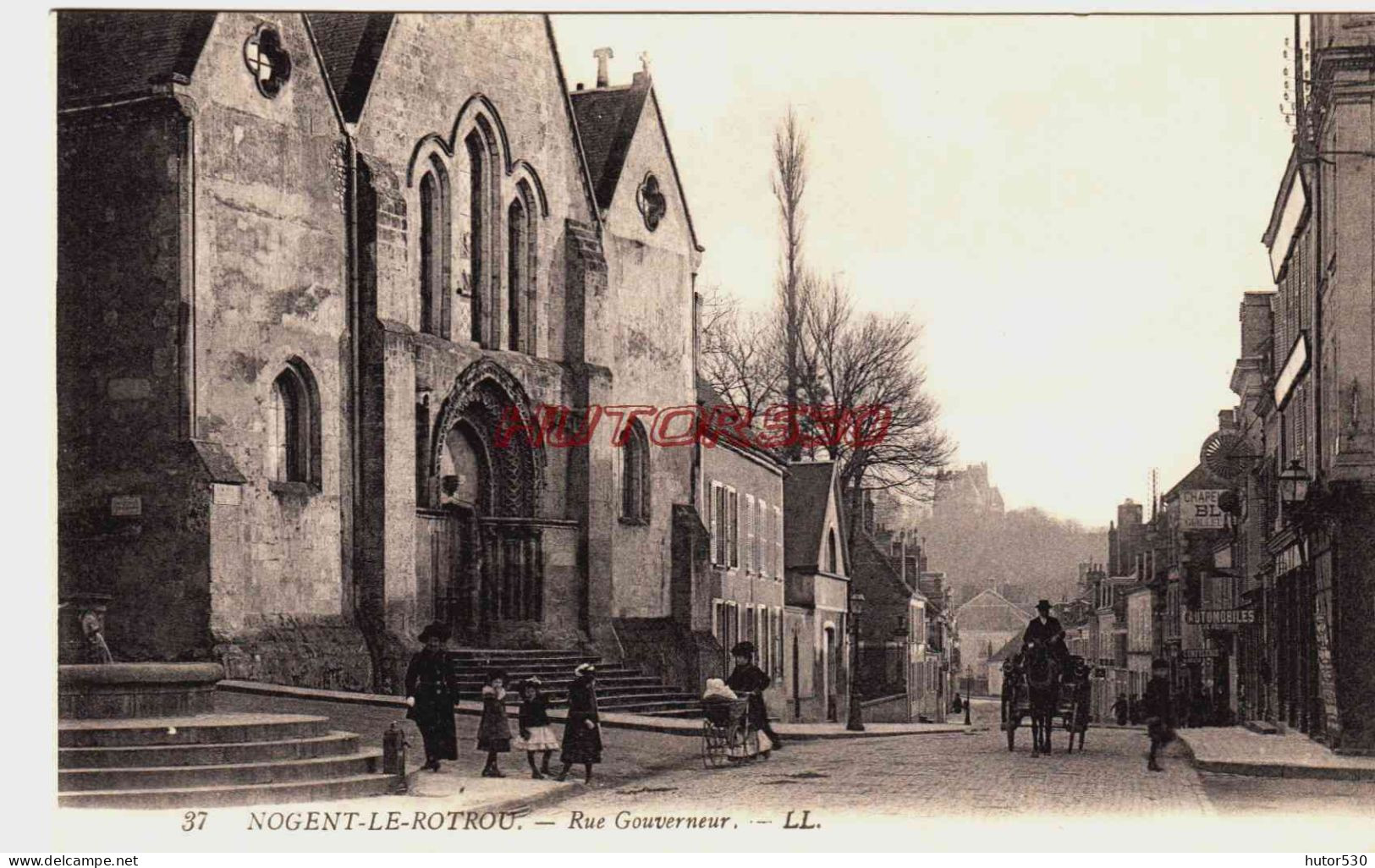 CPA NOGENT LE ROTROU - EURE ET LOIR - RUE GOUVERNEUR - ATTELAGE - Nogent Le Rotrou