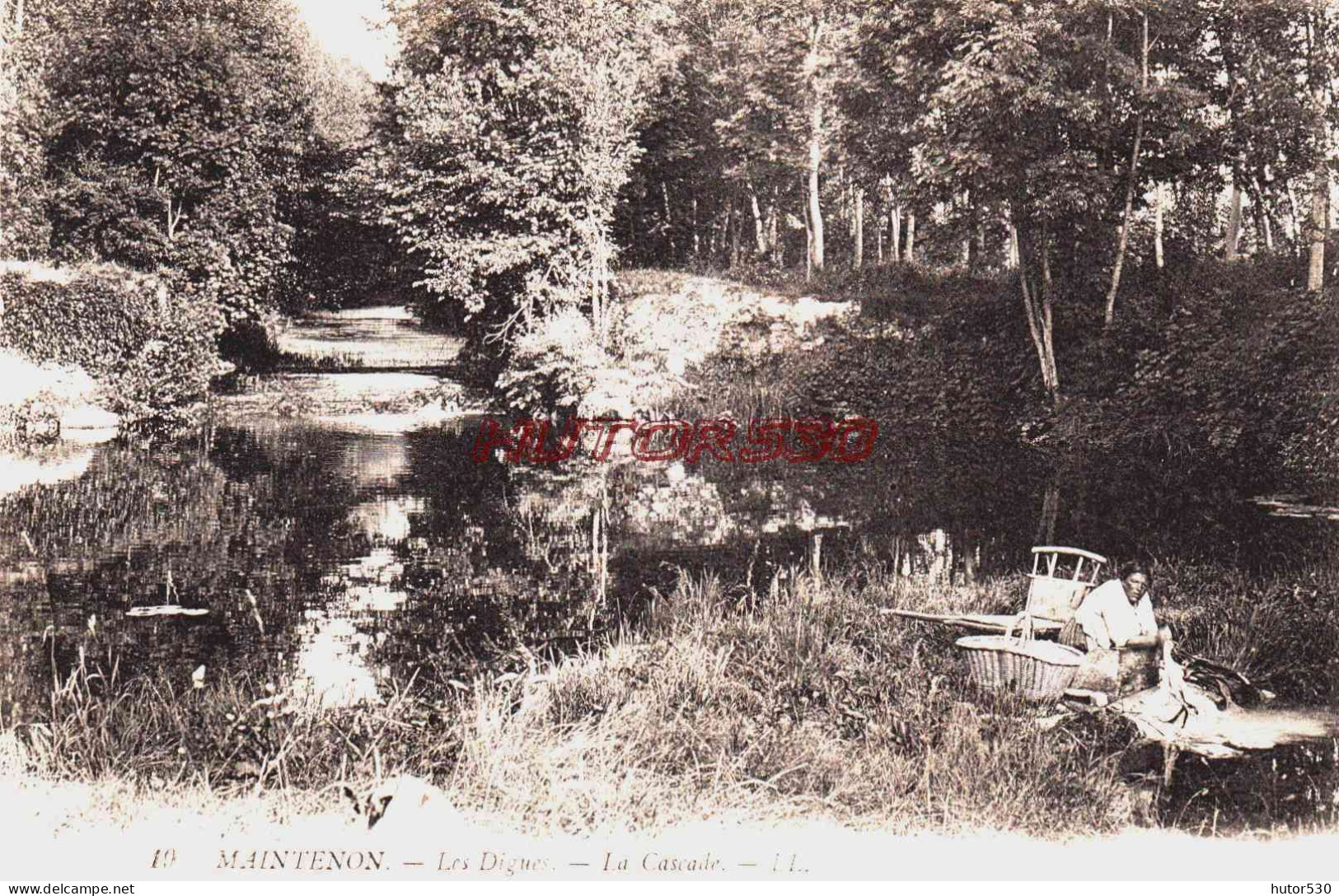 CPA MAINTENON - EURE ET LOIR - LES DIGUES - LA CASCADE - UNE LAVEUSE - Autres & Non Classés