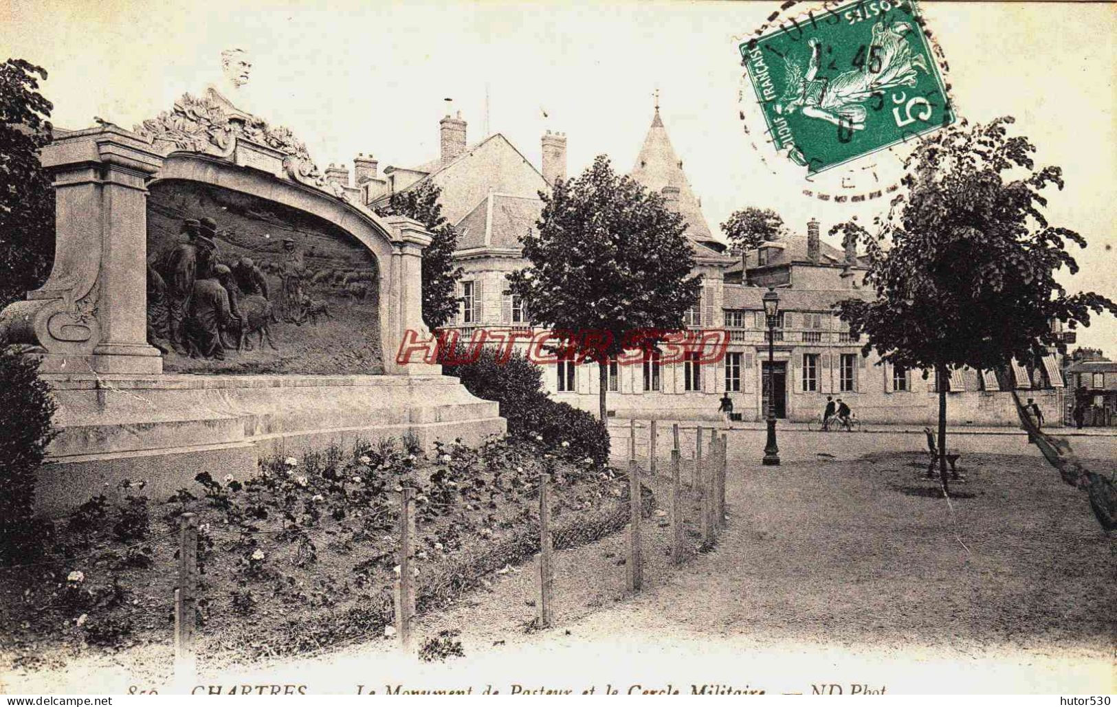 CPA CHARTRES - EURE ET LOIR - LE MONUMENT DE PASTEUR ET LE CERCLE MILITAIRE - Chartres