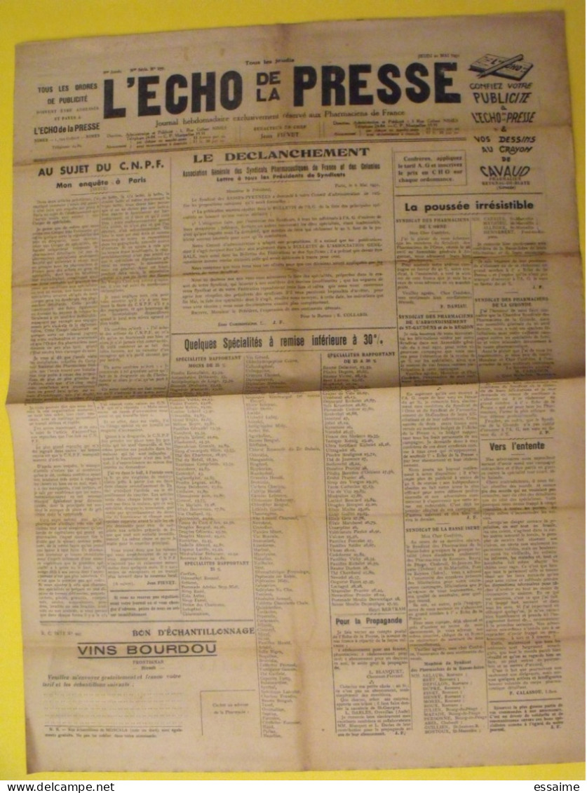 3 N° De L'Echo De La Presse De 1931. Pharmaciens De France Législation Des Stupéfiants - Altri & Non Classificati