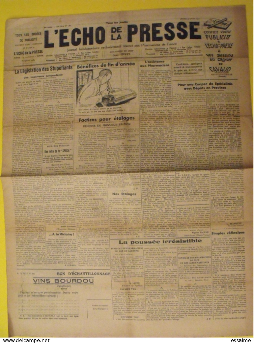 3 N° De L'Echo De La Presse De 1931. Pharmaciens De France Législation Des Stupéfiants - Andere & Zonder Classificatie