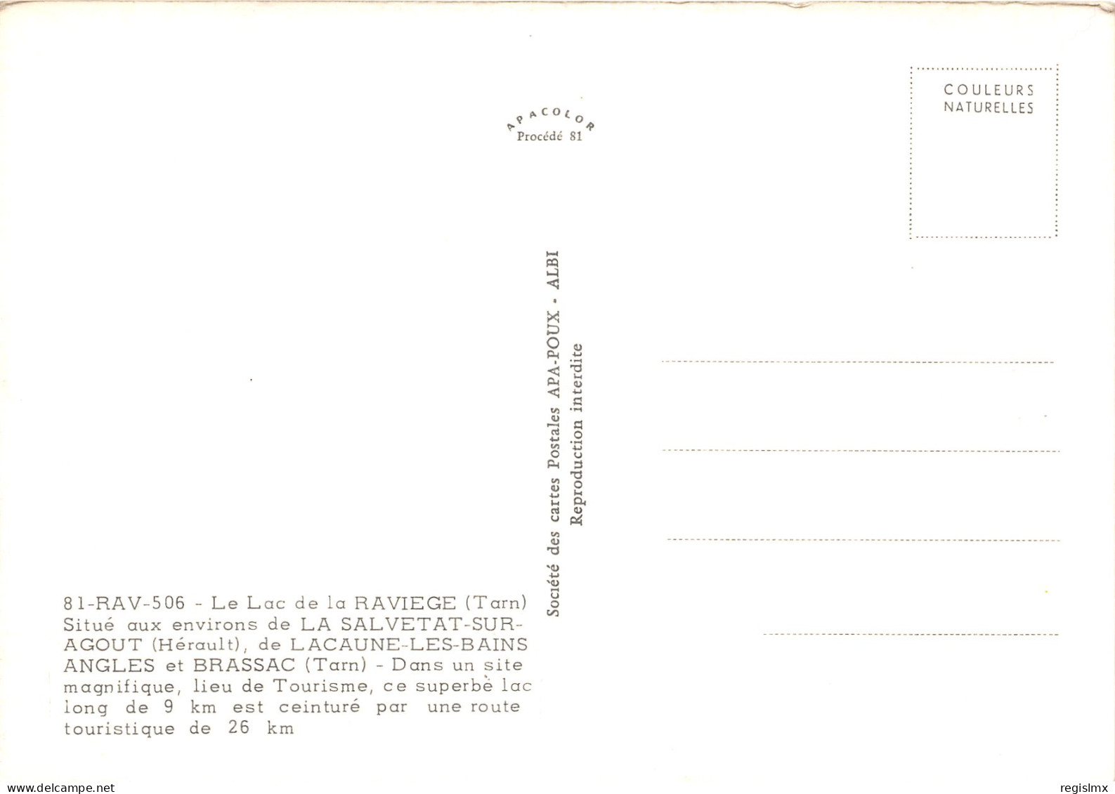 81-LAC DE LA RAVIEGE-N°1030-A/0335 - Sonstige & Ohne Zuordnung